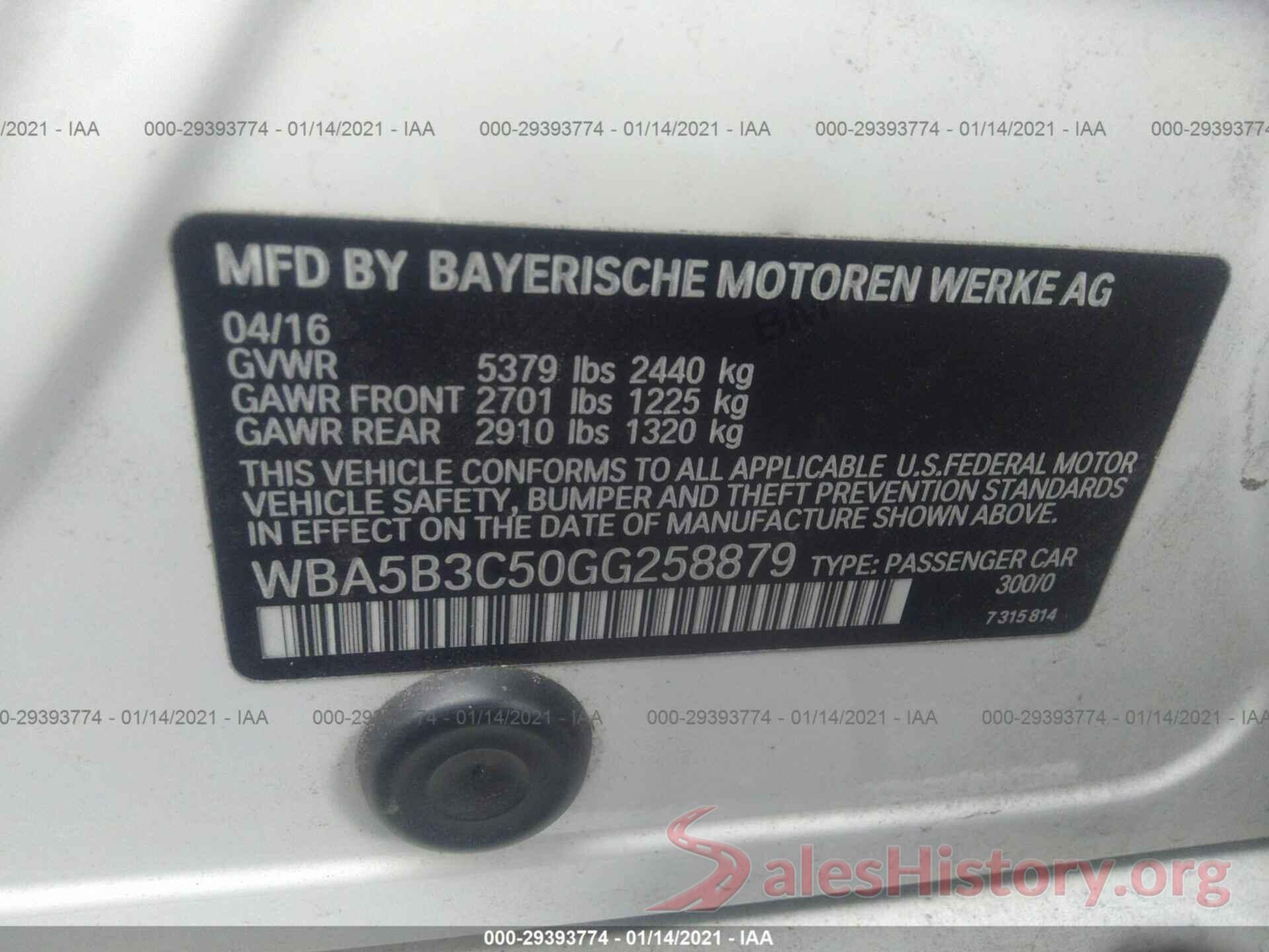 WBA5B3C50GG258879 2016 BMW 5 SERIES