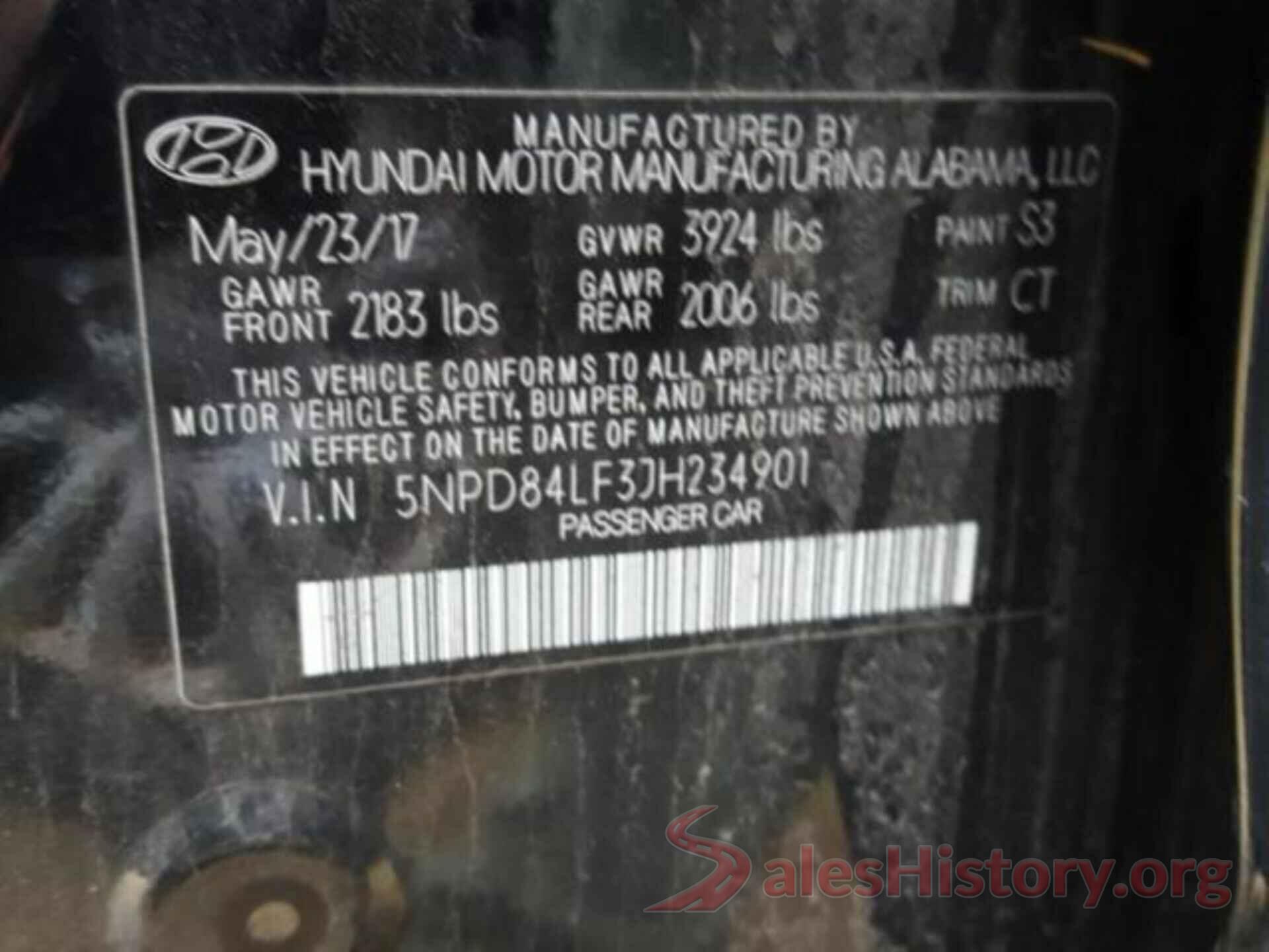 5NPD84LF3JH234901 2018 HYUNDAI ELANTRA