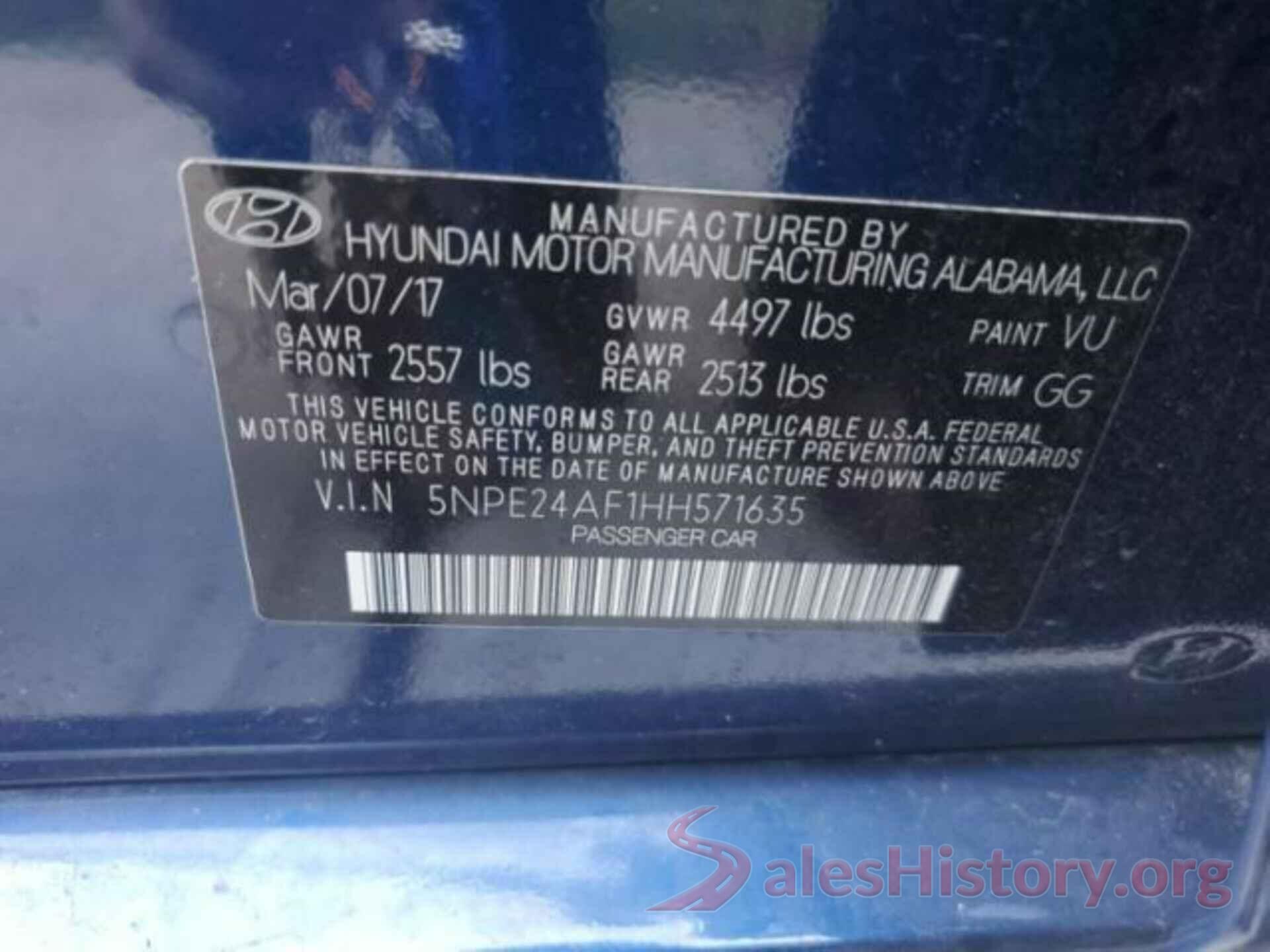 5NPE24AF1HH571635 2017 HYUNDAI SONATA