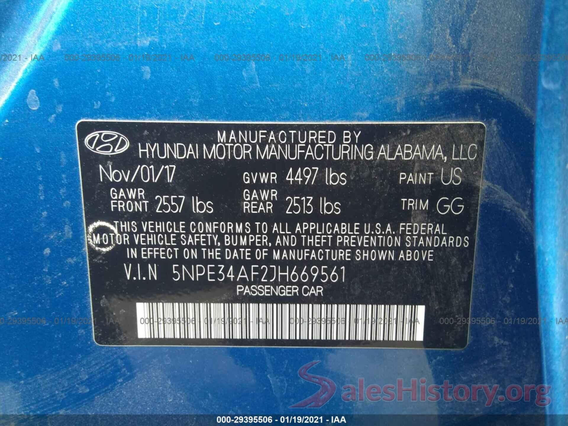 5NPE34AF2JH669561 2018 HYUNDAI SONATA