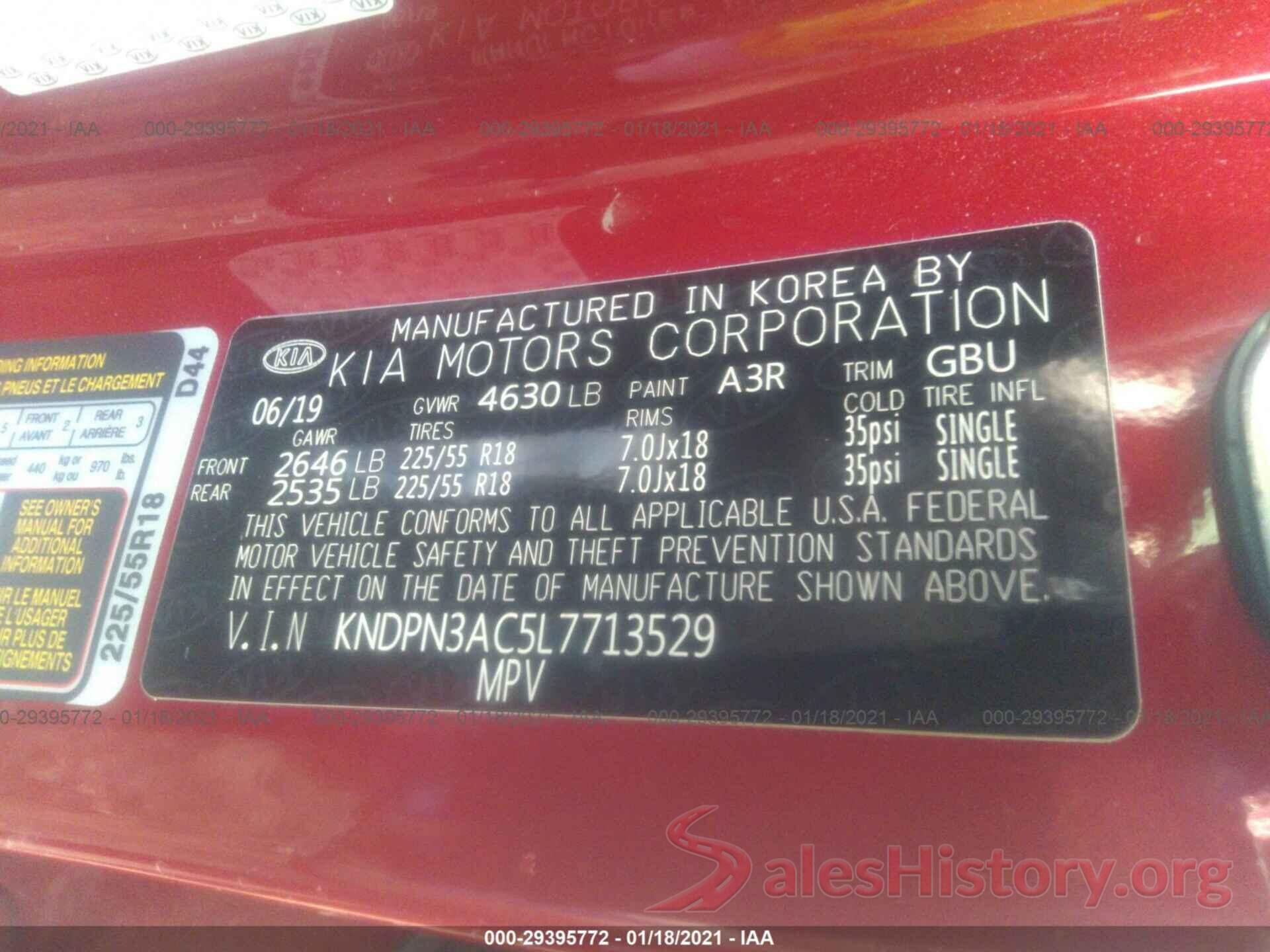 KNDPN3AC5L7713529 2020 KIA SPORTAGE