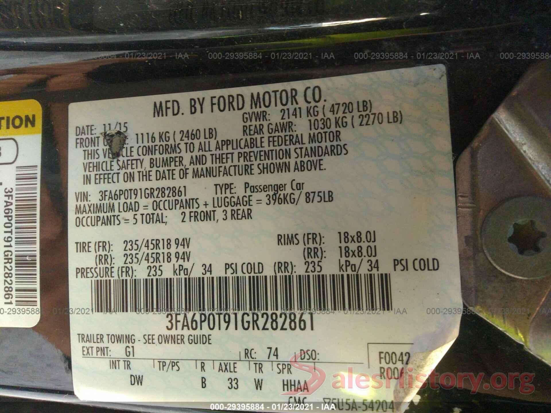 3FA6P0T91GR282861 2016 FORD FUSION