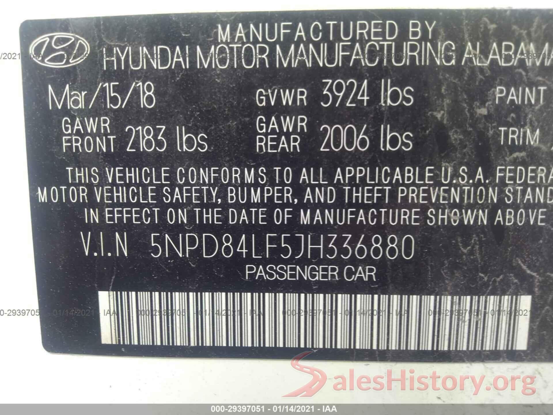 5NPD84LF5JH336880 2018 HYUNDAI ELANTRA