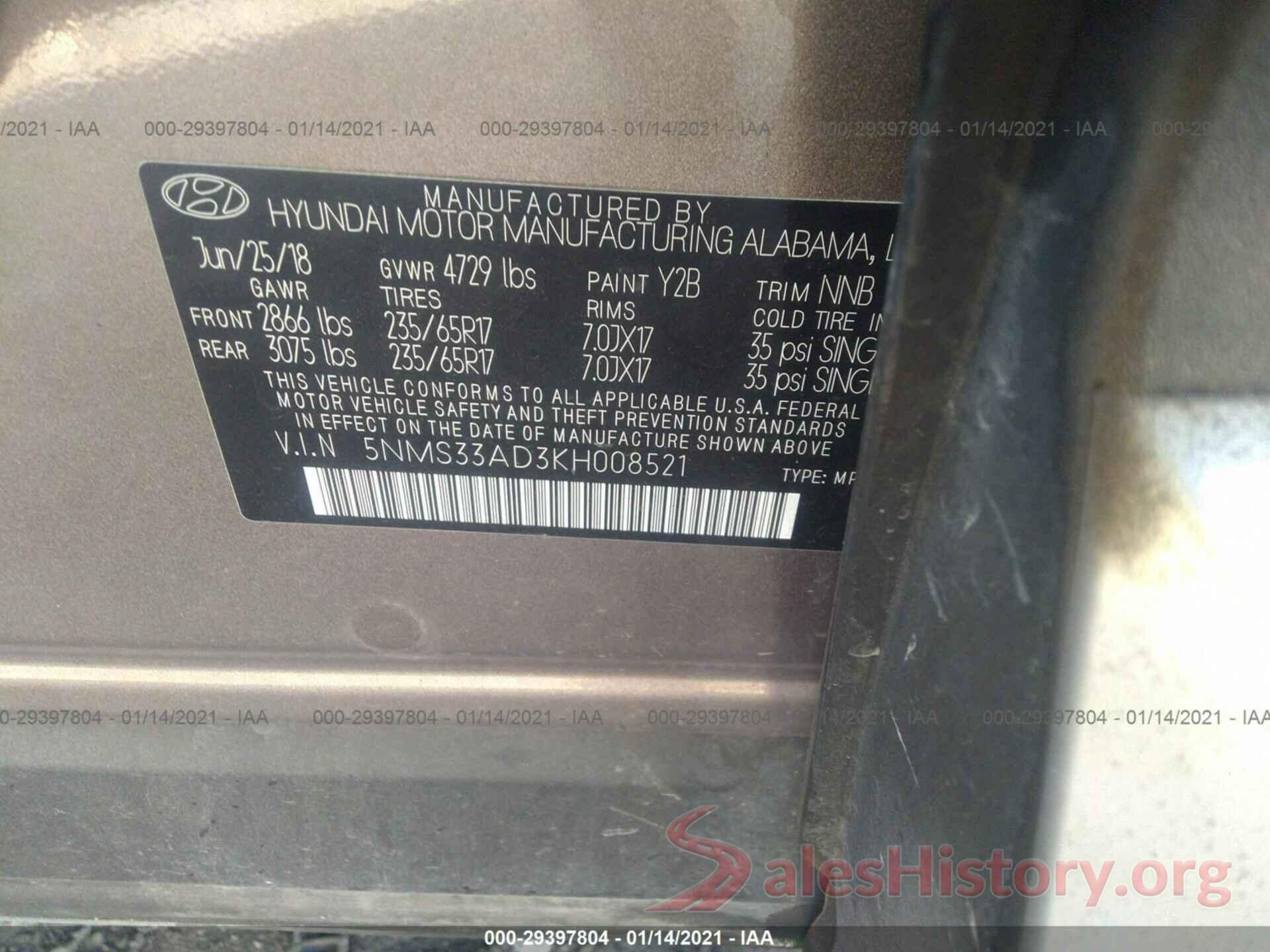 5NMS33AD3KH008521 2019 HYUNDAI SANTA FE