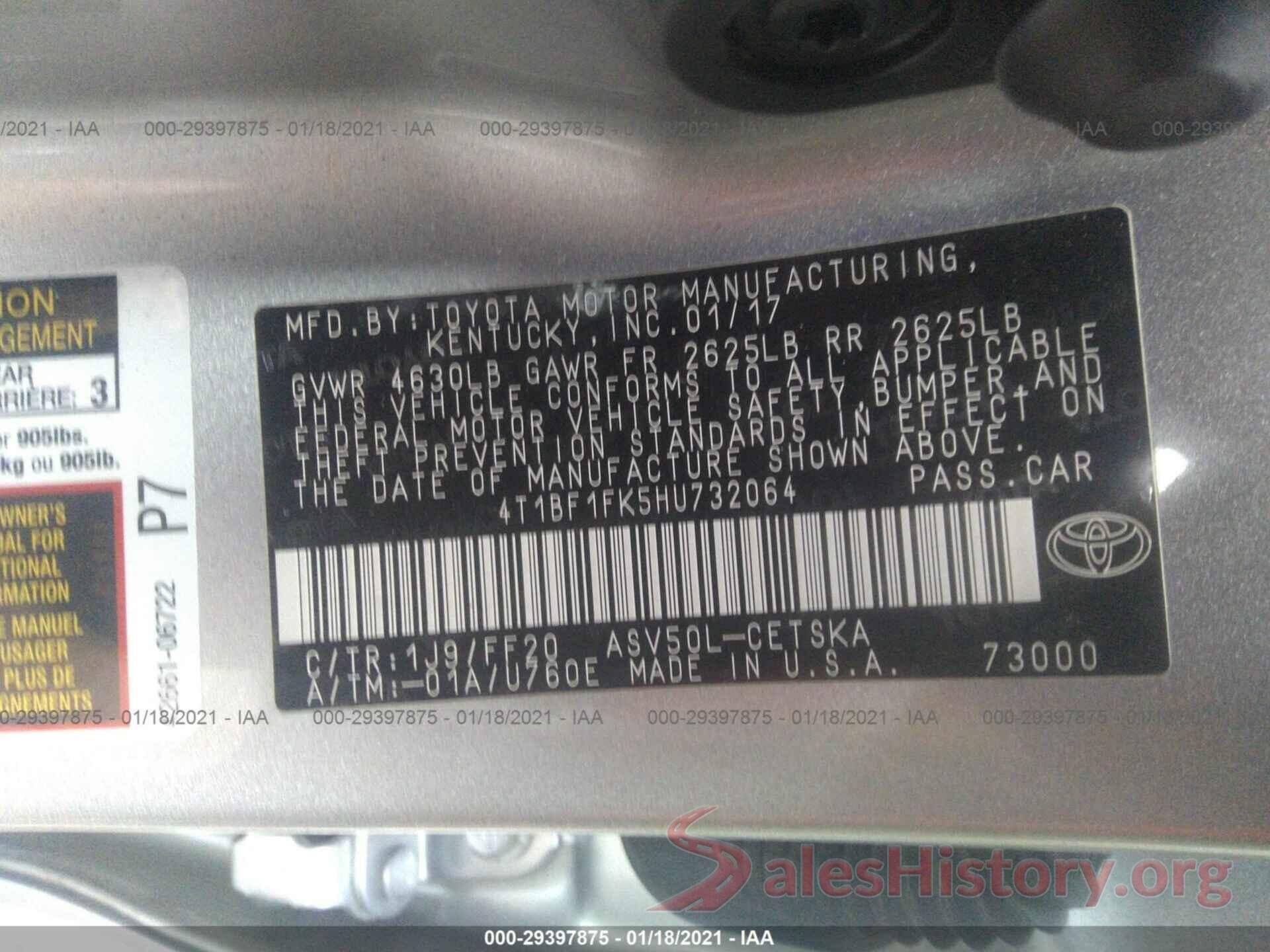 4T1BF1FK5HU732064 2017 TOYOTA CAMRY