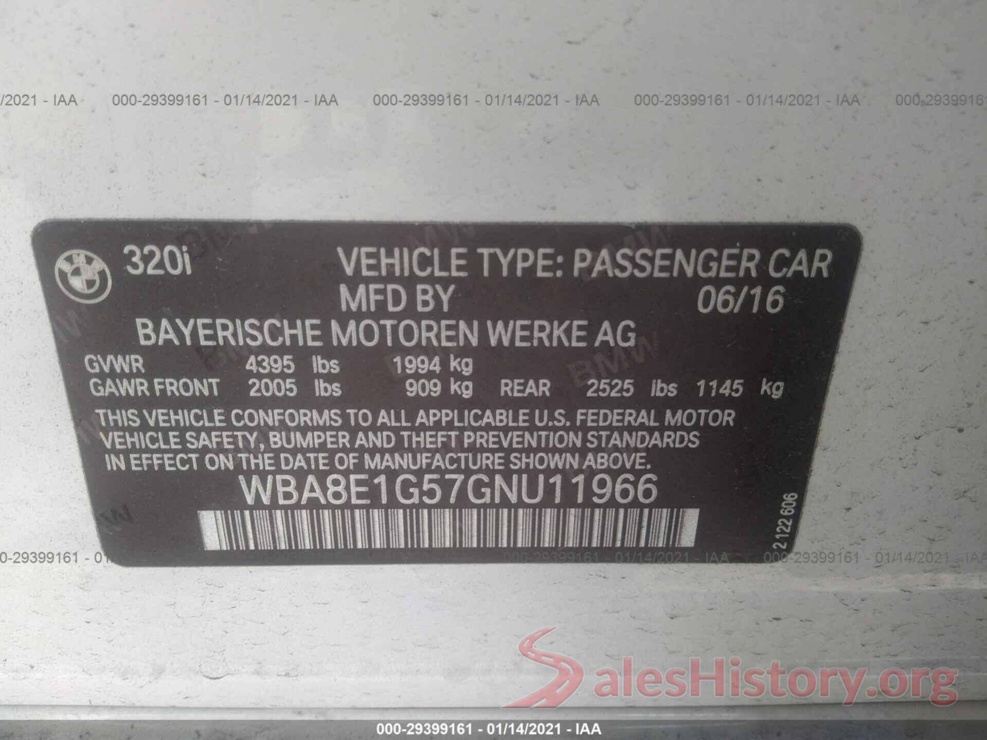 WBA8E1G57GNU11966 2016 BMW 3 SERIES