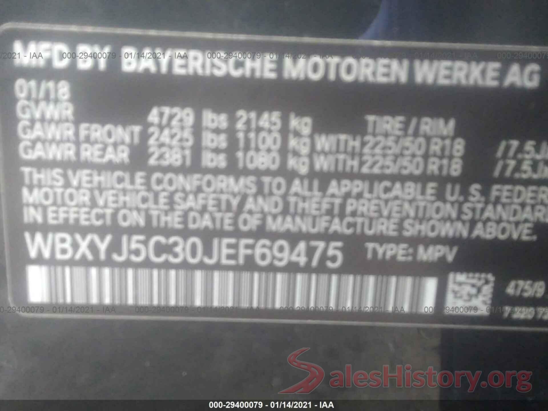 WBXYJ5C30JEF69475 2018 BMW X2