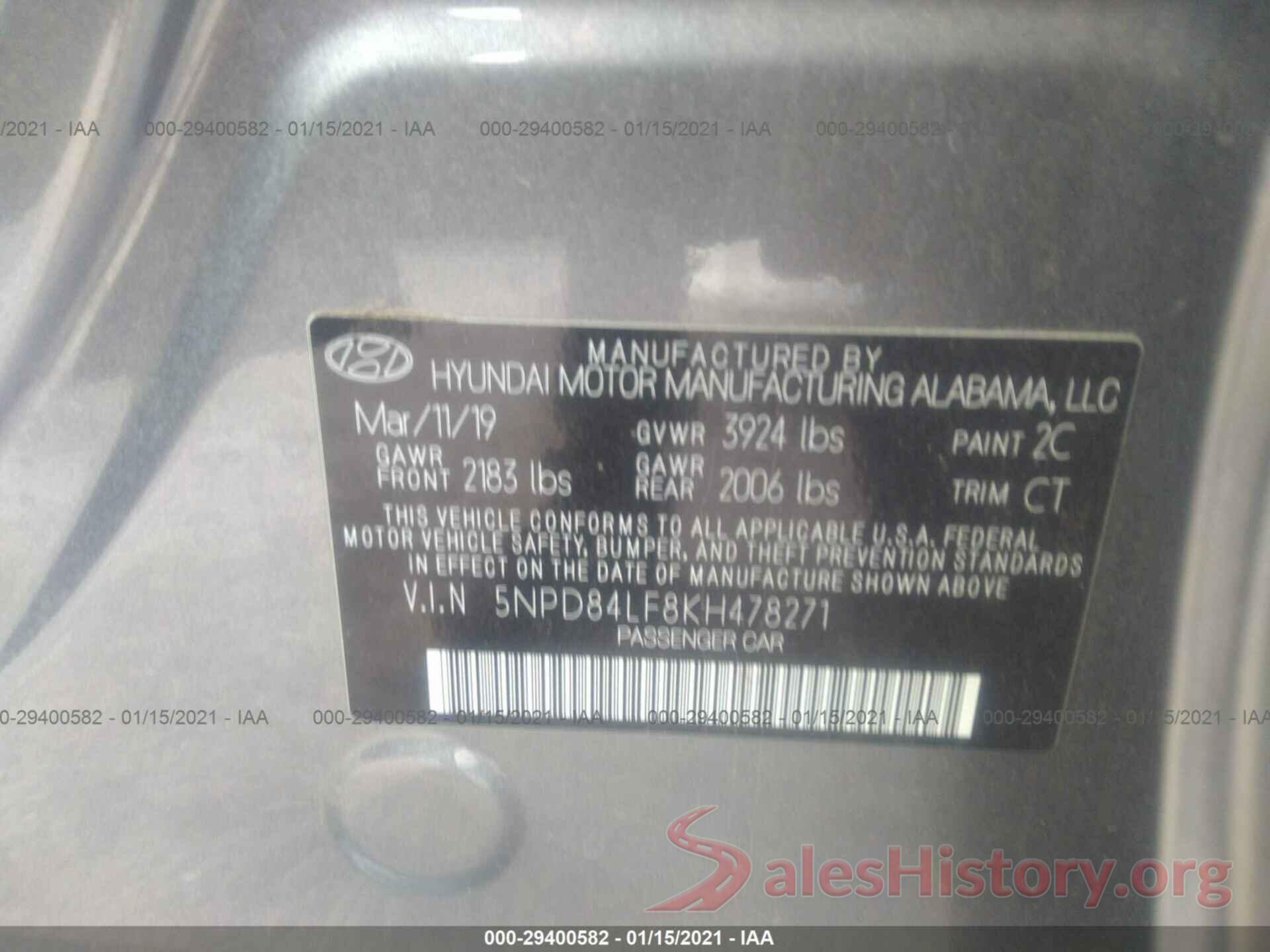 5NPD84LF8KH478271 2019 HYUNDAI ELANTRA