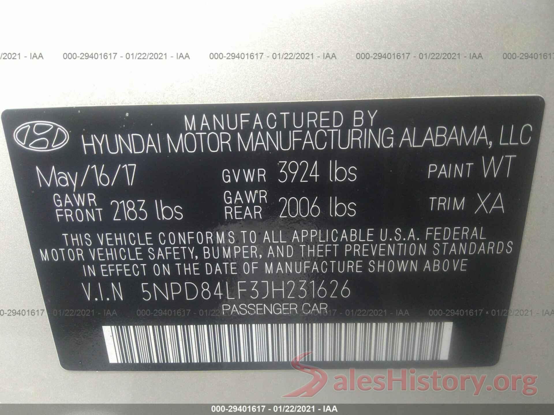 5NPD84LF3JH231626 2018 HYUNDAI ELANTRA