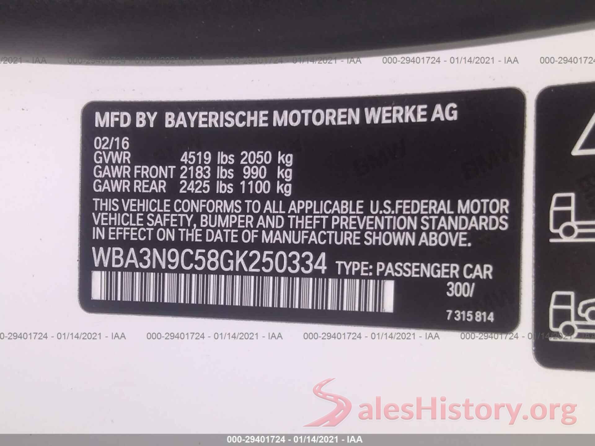 WBA3N9C58GK250334 2016 BMW 4 SERIES