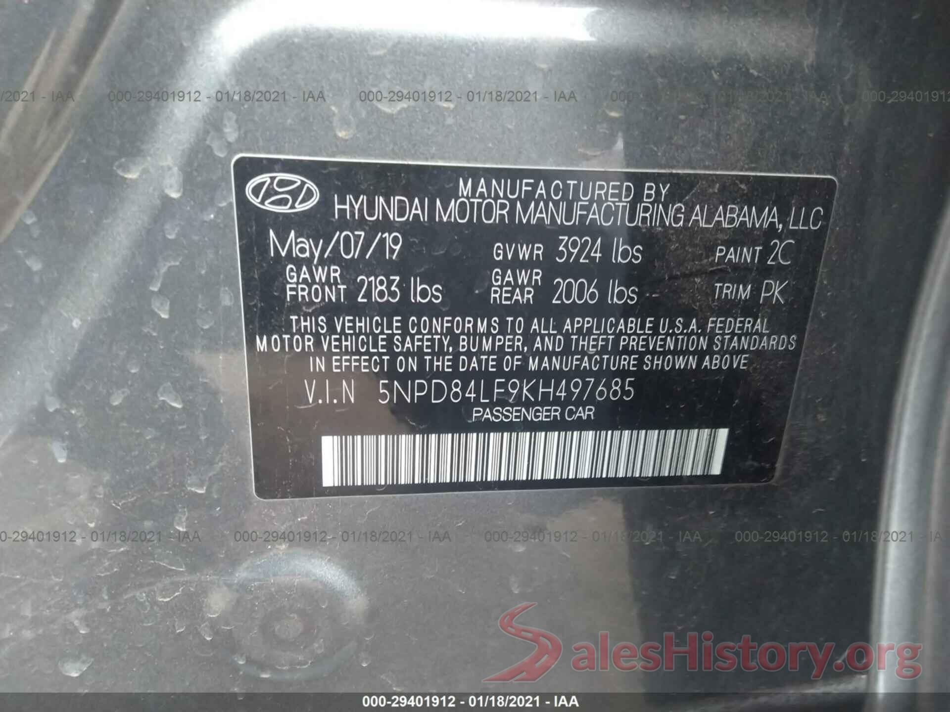 5NPD84LF9KH497685 2019 HYUNDAI ELANTRA