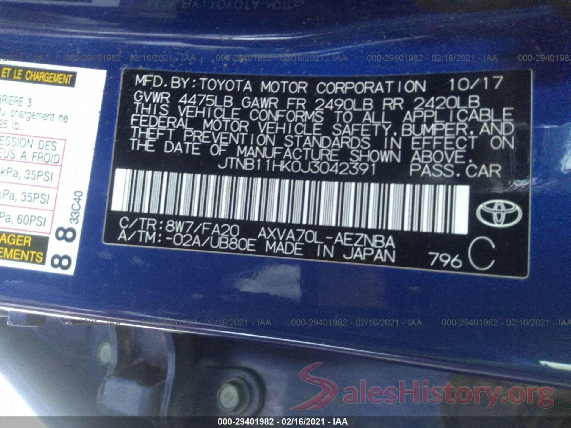 JTNB11HK0J3042391 2018 TOYOTA CAMRY