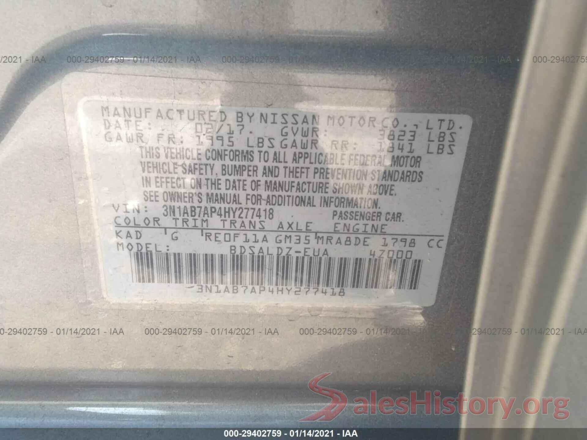 3N1AB7AP4HY277418 2017 NISSAN SENTRA