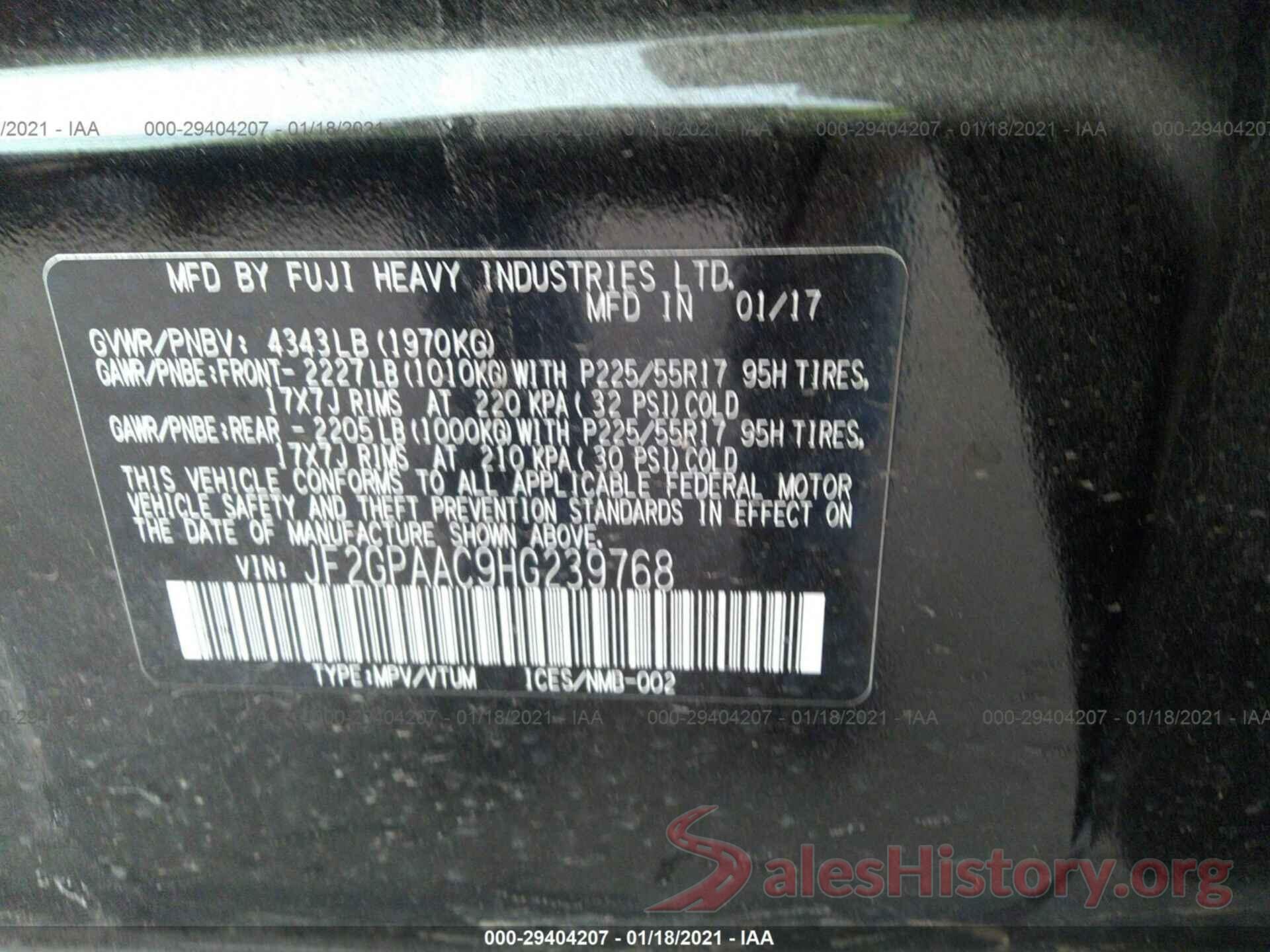 JF2GPAAC9HG239768 2017 SUBARU CROSSTREK