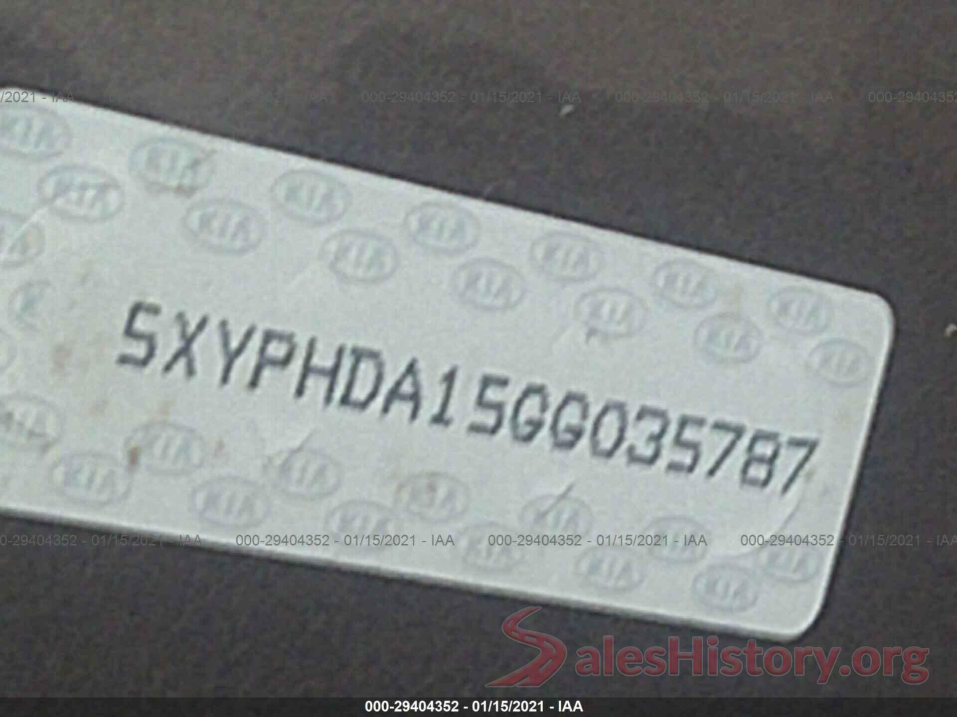 5XYPHDA15GG035787 2016 KIA SORENTO