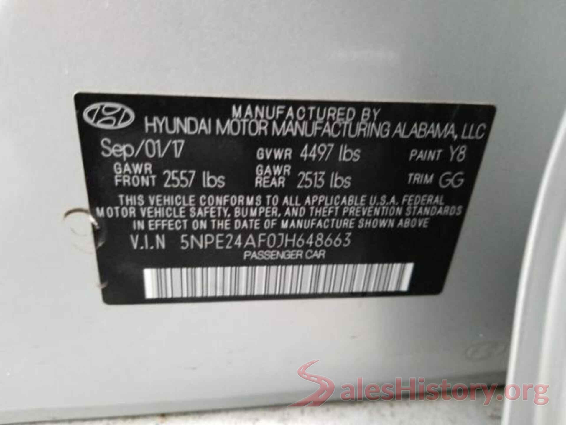 5NPE24AF0JH648663 2018 HYUNDAI SONATA