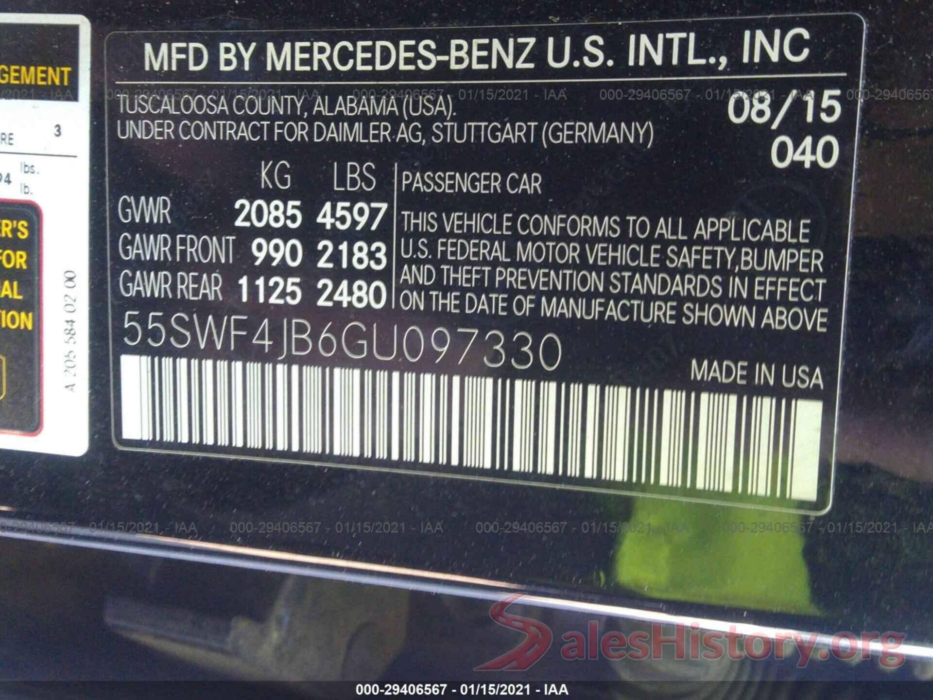 55SWF4JB6GU097330 2016 MERCEDES-BENZ C-CLASS