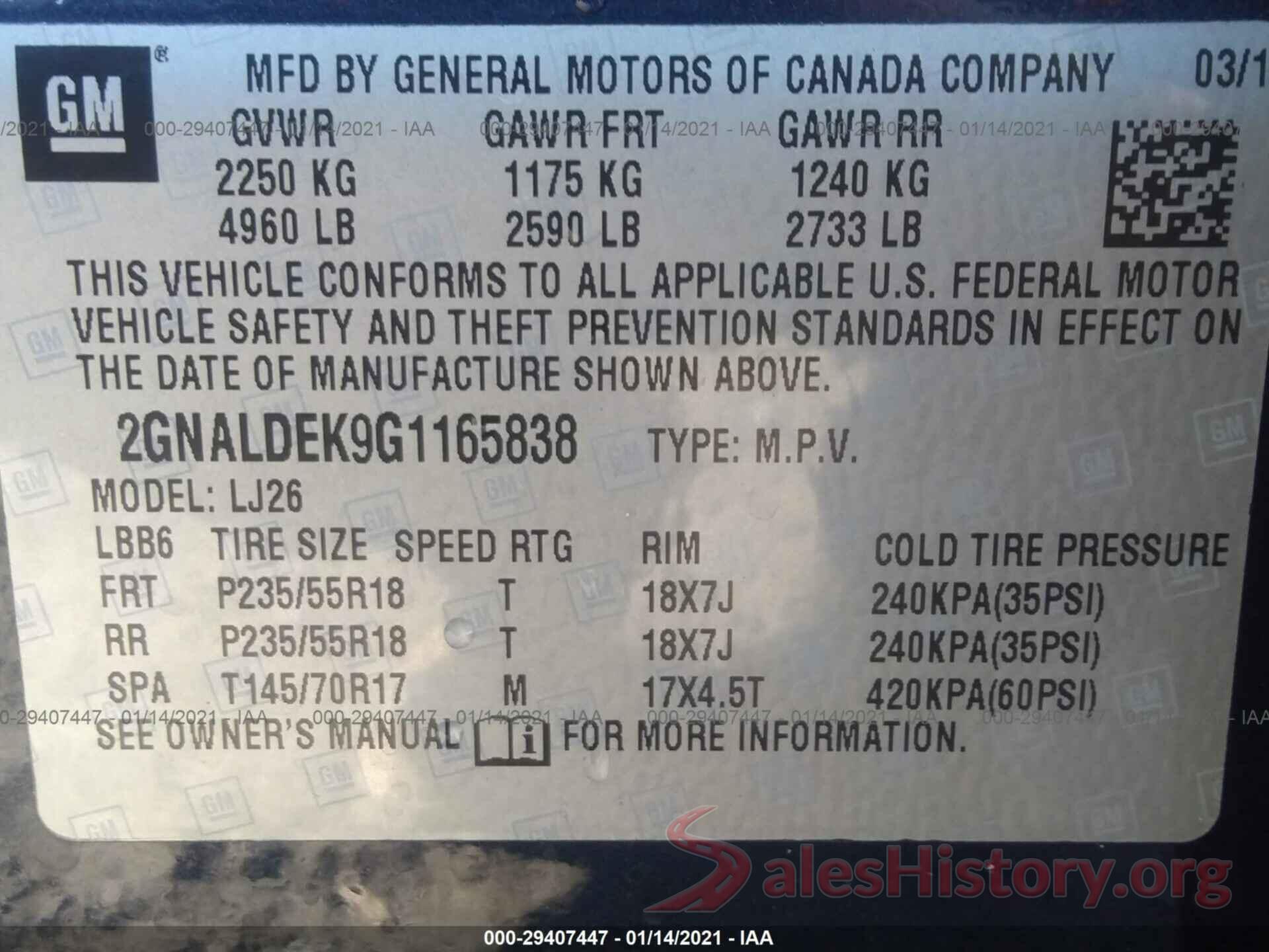 2GNALDEK9G1165838 2016 CHEVROLET EQUINOX