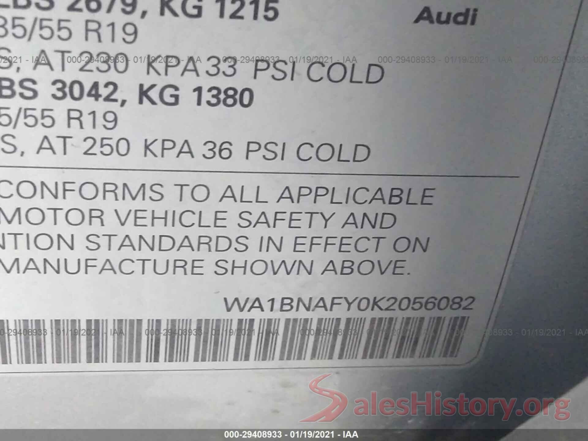 WA1BNAFY0K2056082 2019 AUDI Q5