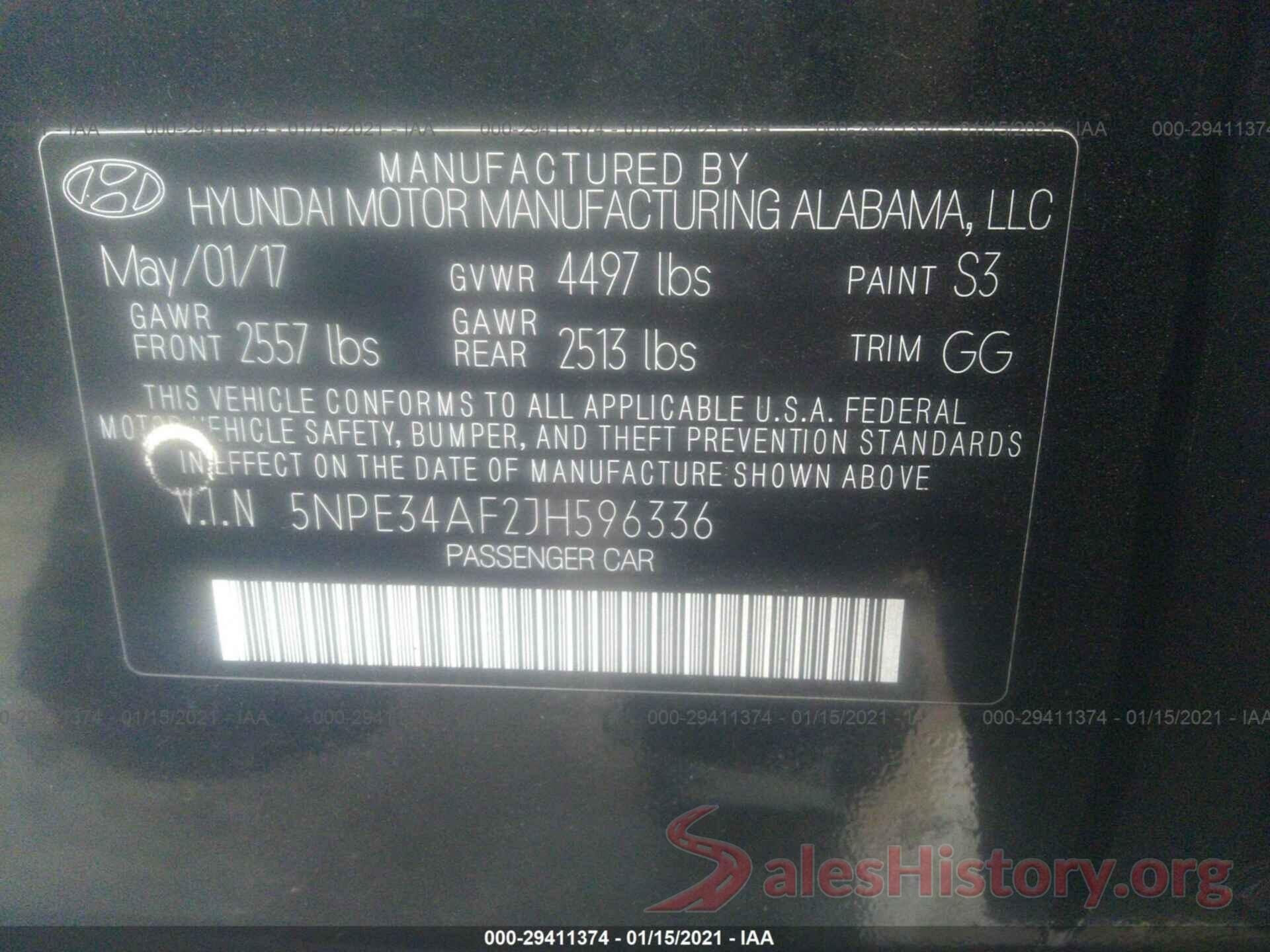 5NPE34AF2JH596336 2018 HYUNDAI SONATA