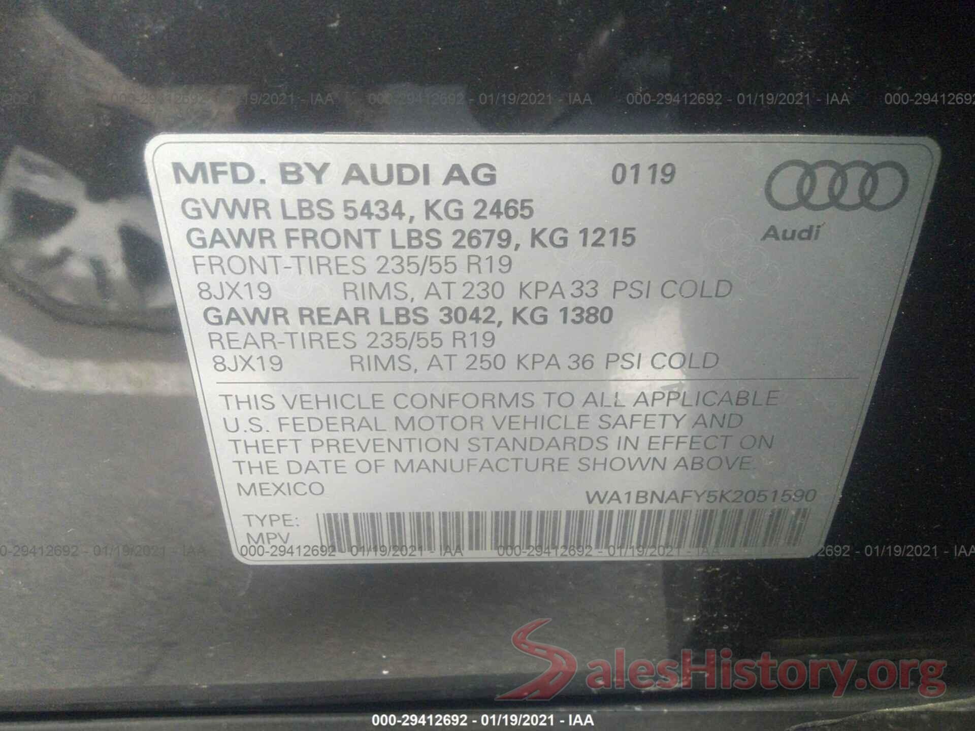 WA1BNAFY5K2051590 2019 AUDI Q5