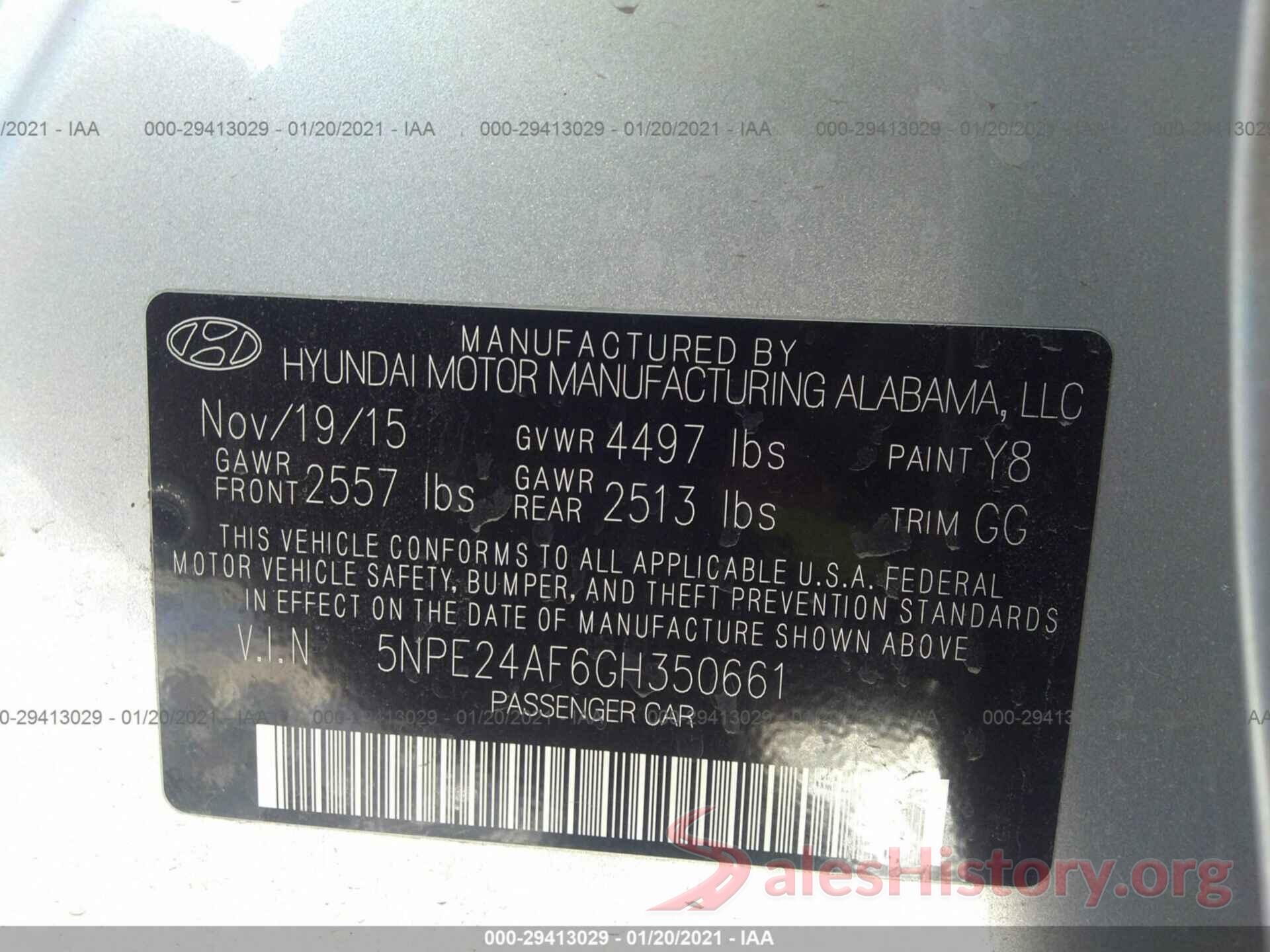 5NPE24AF6GH350661 2016 HYUNDAI SONATA