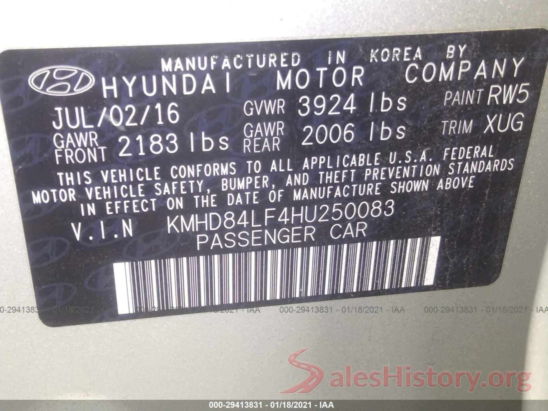 KMHD84LF4HU250083 2017 HYUNDAI ELANTRA