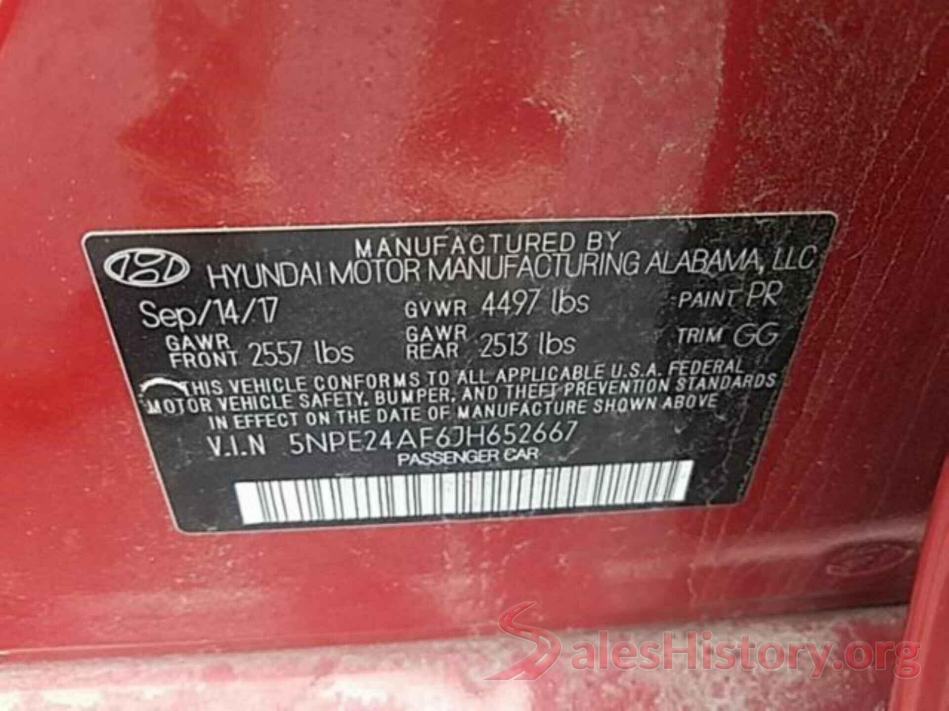 5NPE24AF6JH652667 2018 HYUNDAI SONATA