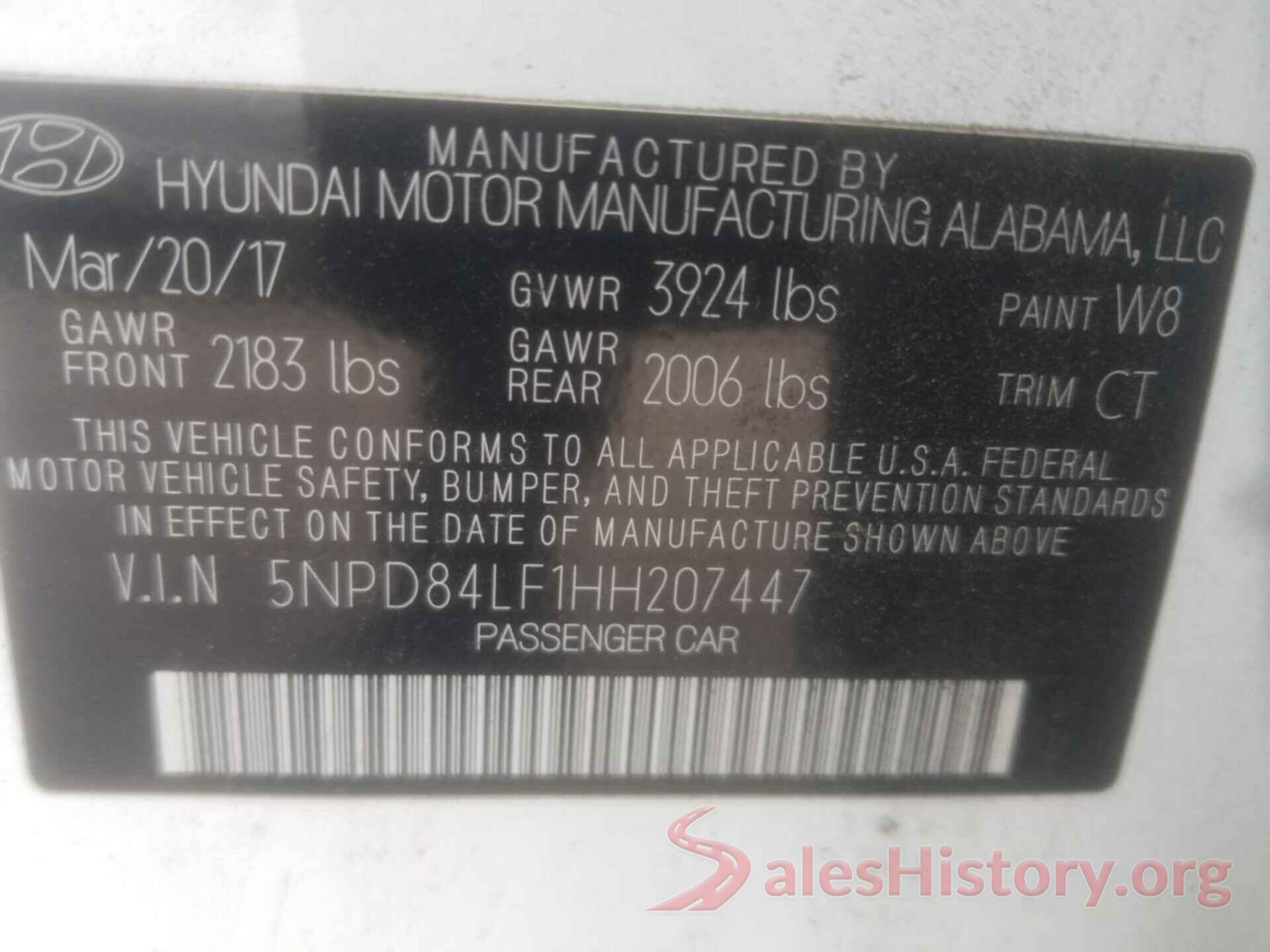 5NPD84LF1HH207447 2017 HYUNDAI ELANTRA