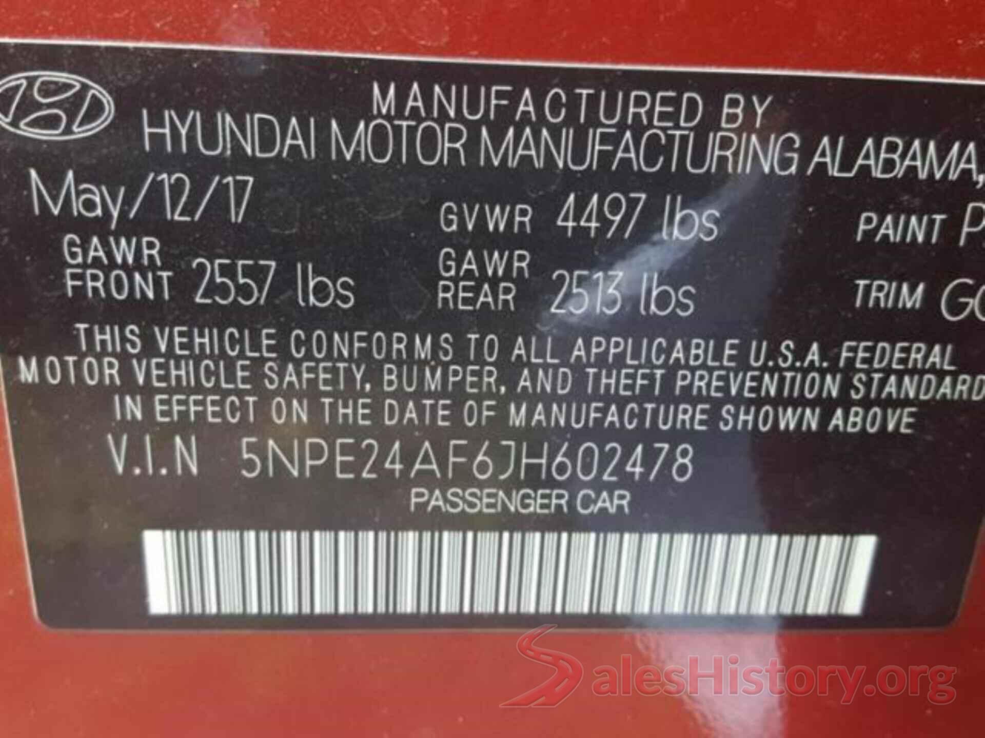 5NPE24AF6JH602478 2018 HYUNDAI SONATA