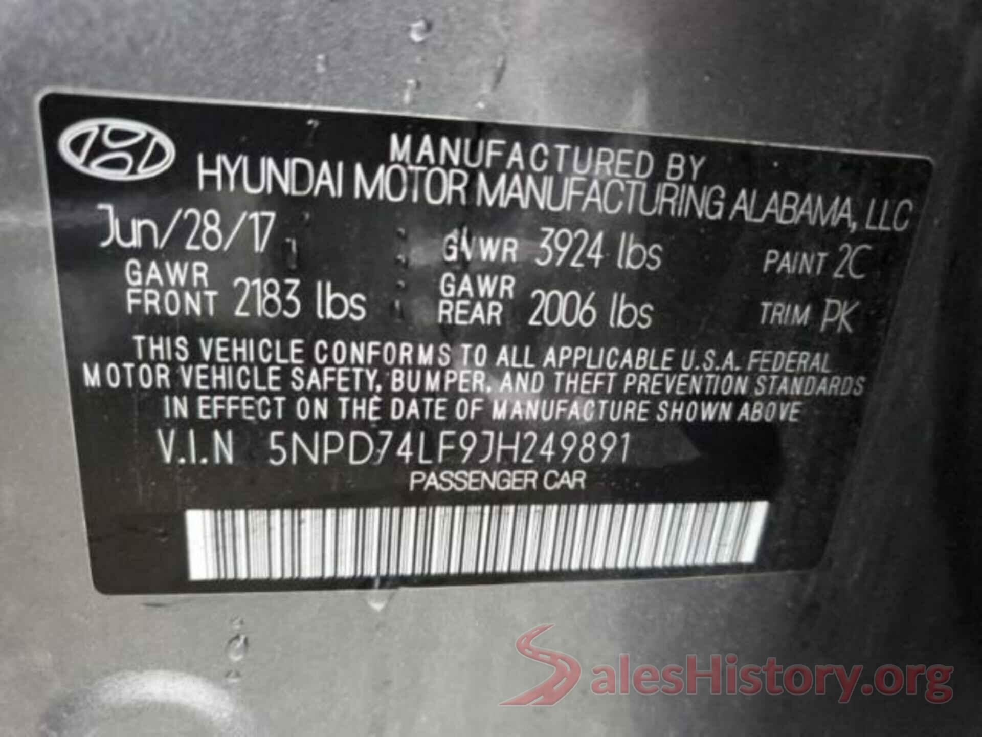 5NPD74LF9JH249891 2018 HYUNDAI ELANTRA