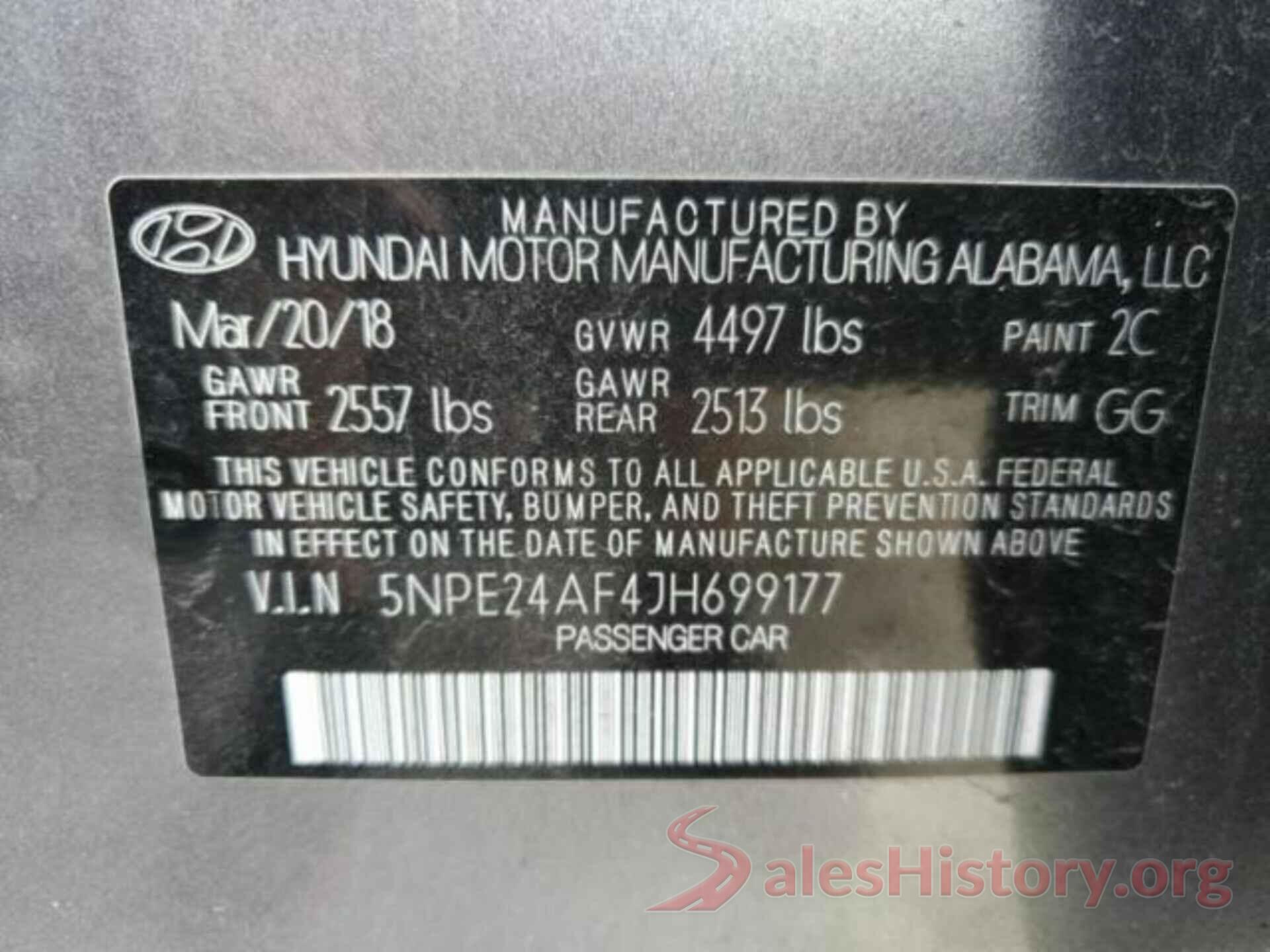 5NPE24AF4JH699177 2018 HYUNDAI SONATA