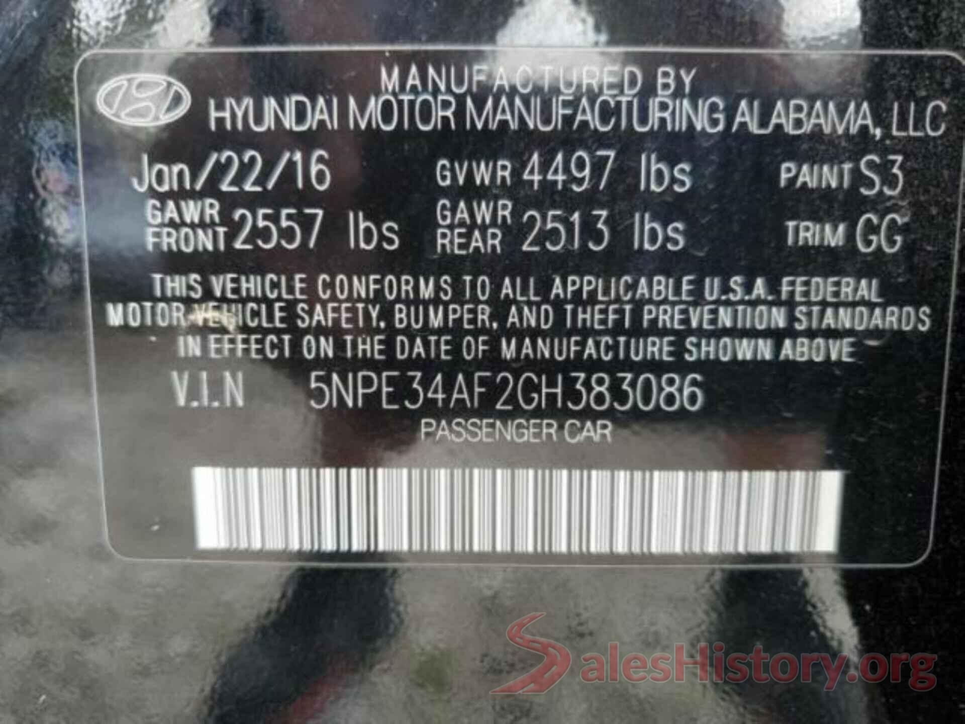 5NPE34AF2GH383086 2016 HYUNDAI SONATA