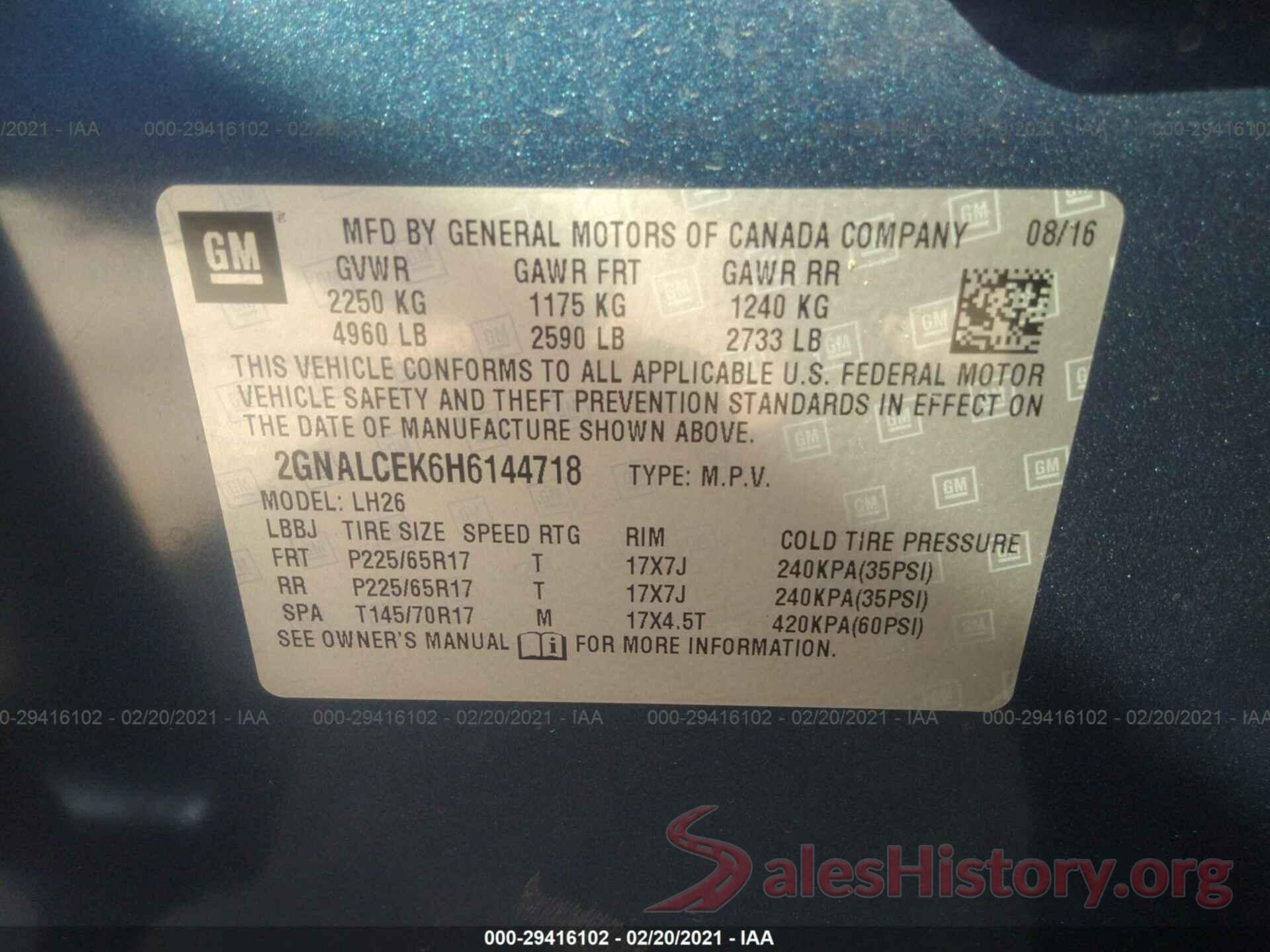 2GNALCEK6H6144718 2017 CHEVROLET EQUINOX