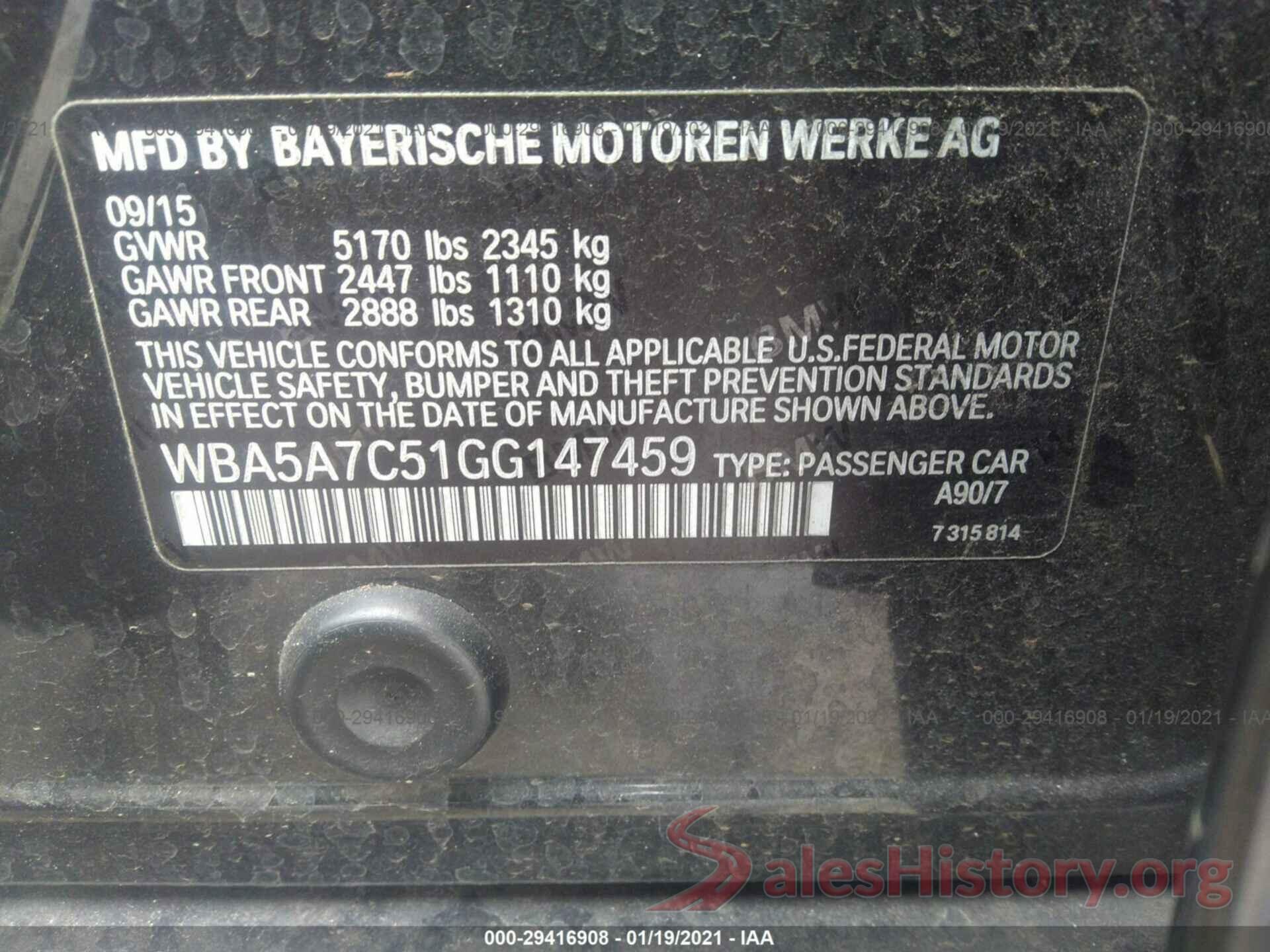 WBA5A7C51GG147459 2016 BMW 5 SERIES