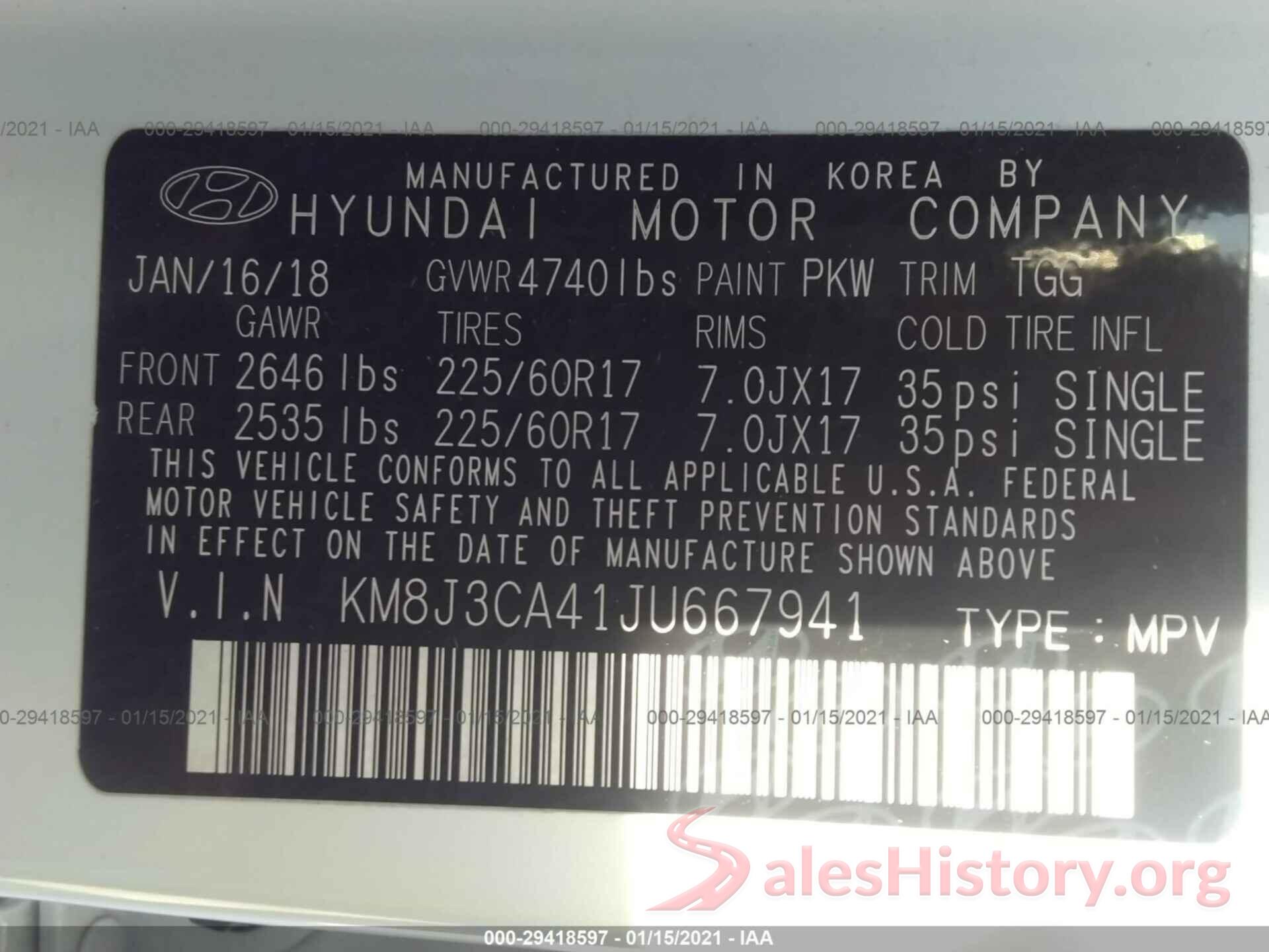 KM8J3CA41JU667941 2018 HYUNDAI TUCSON