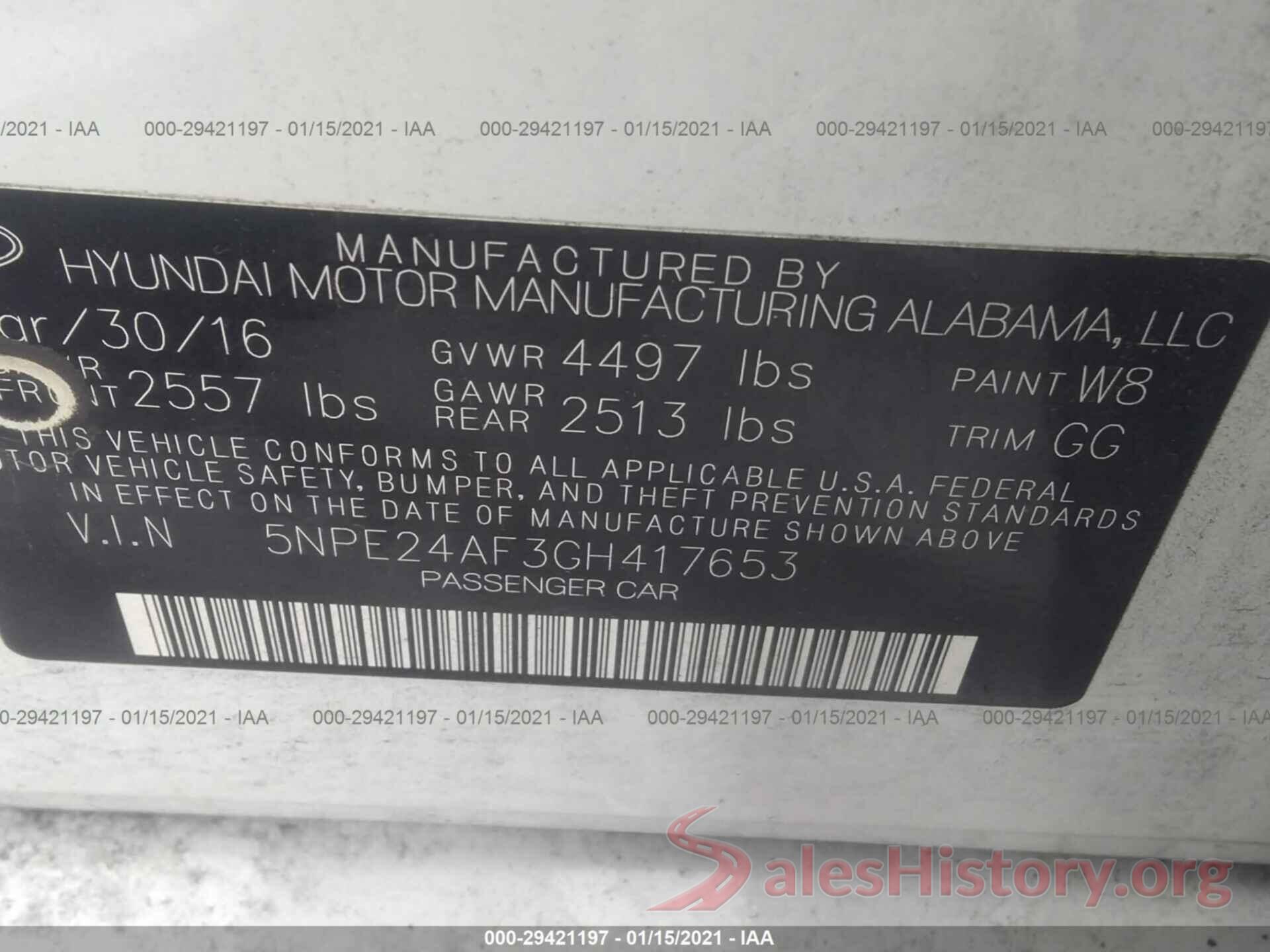 5NPE24AF3GH417653 2016 HYUNDAI SONATA