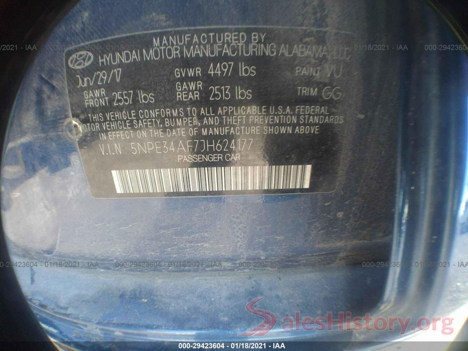 5NPE34AF7JH624177 2018 HYUNDAI SONATA