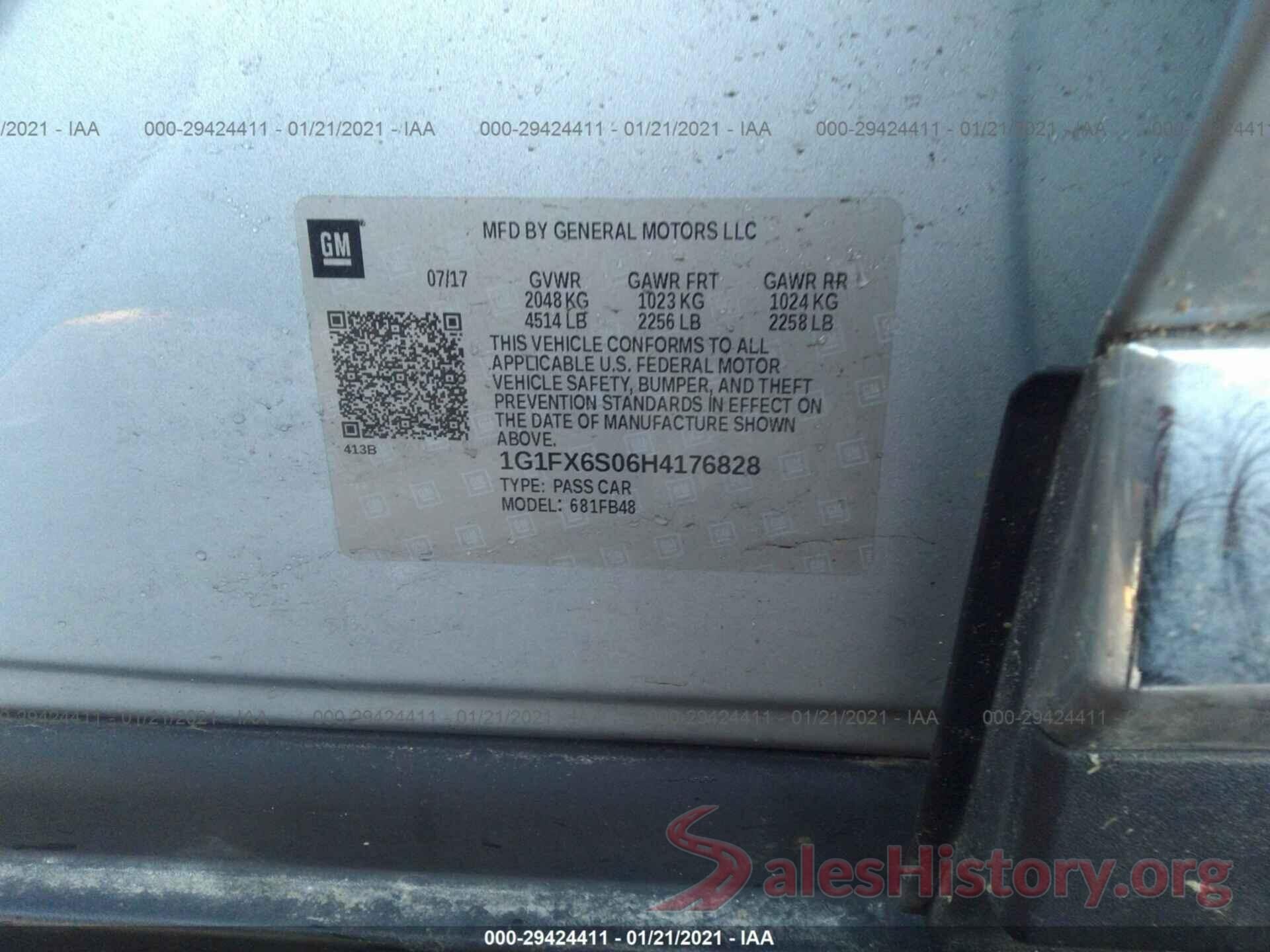 1G1FX6S06H4176828 2017 CHEVROLET BOLT EV