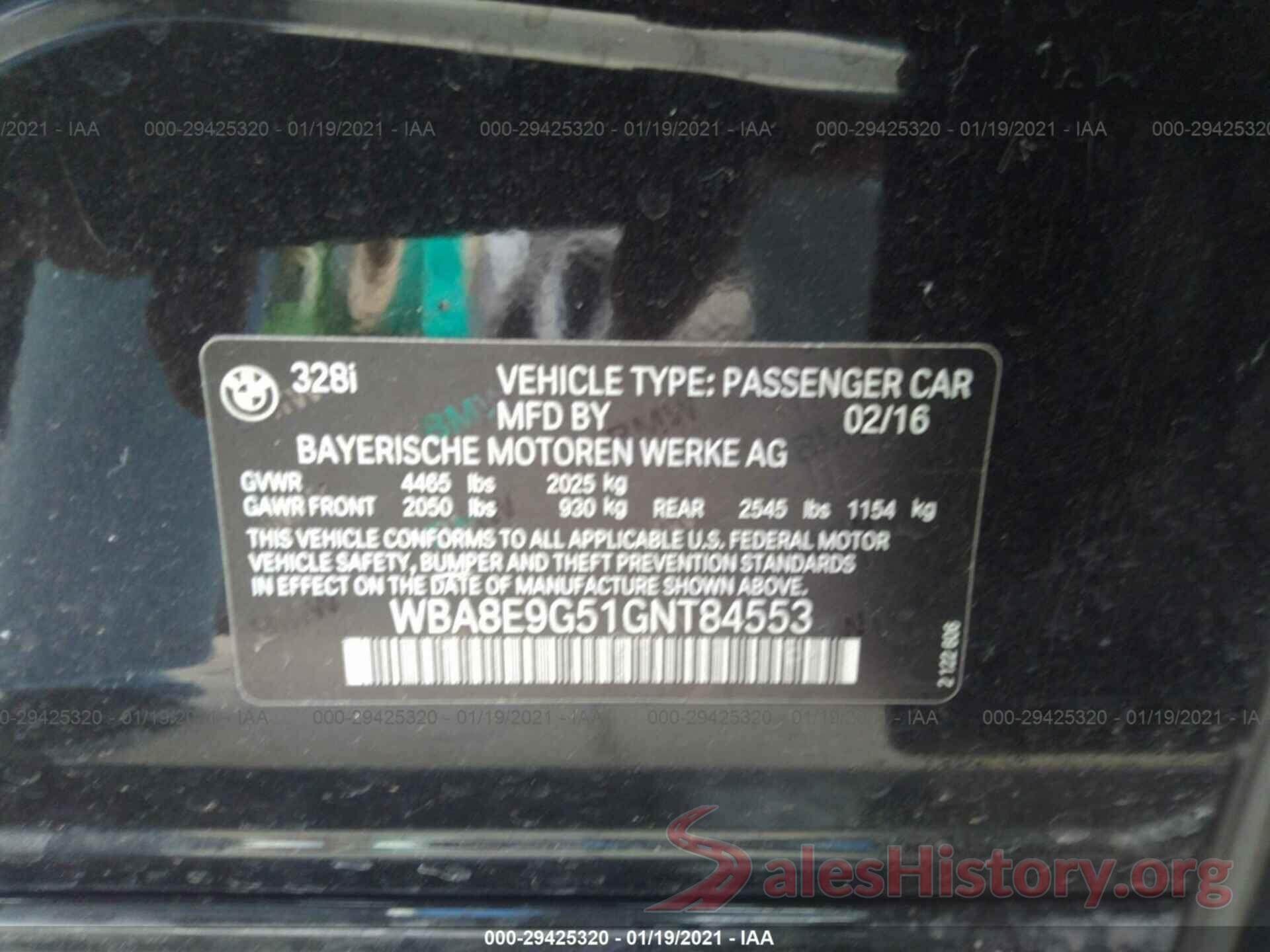 WBA8E9G51GNT84553 2016 BMW 3 SERIES