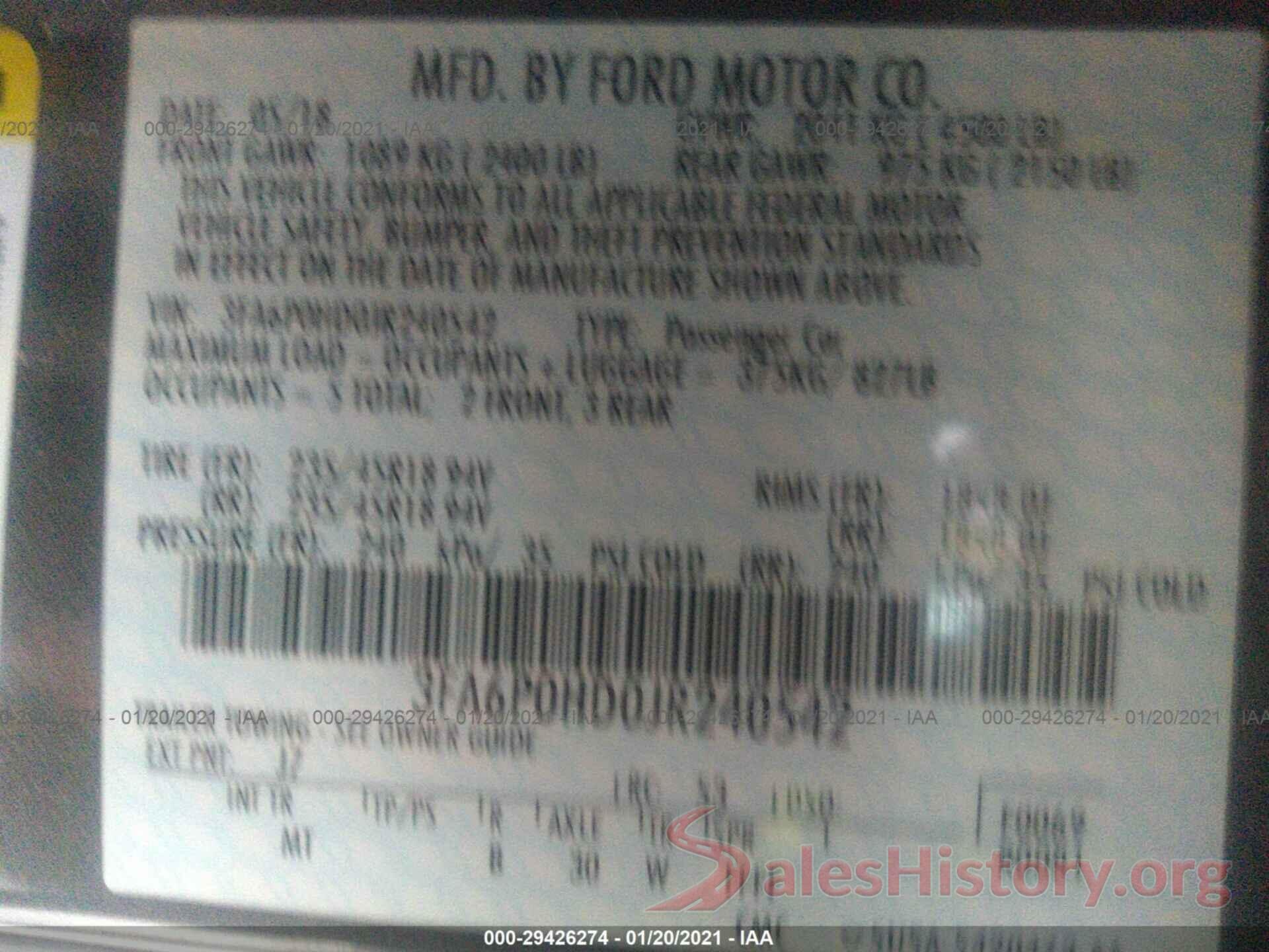 3FA6P0HD0JR240542 2018 FORD FUSION