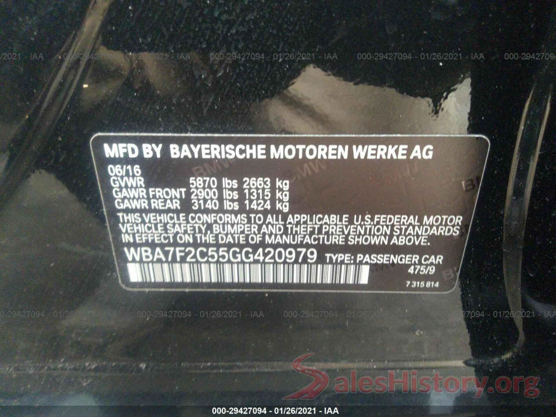 WBA7F2C55GG420979 2016 BMW 7 SERIES