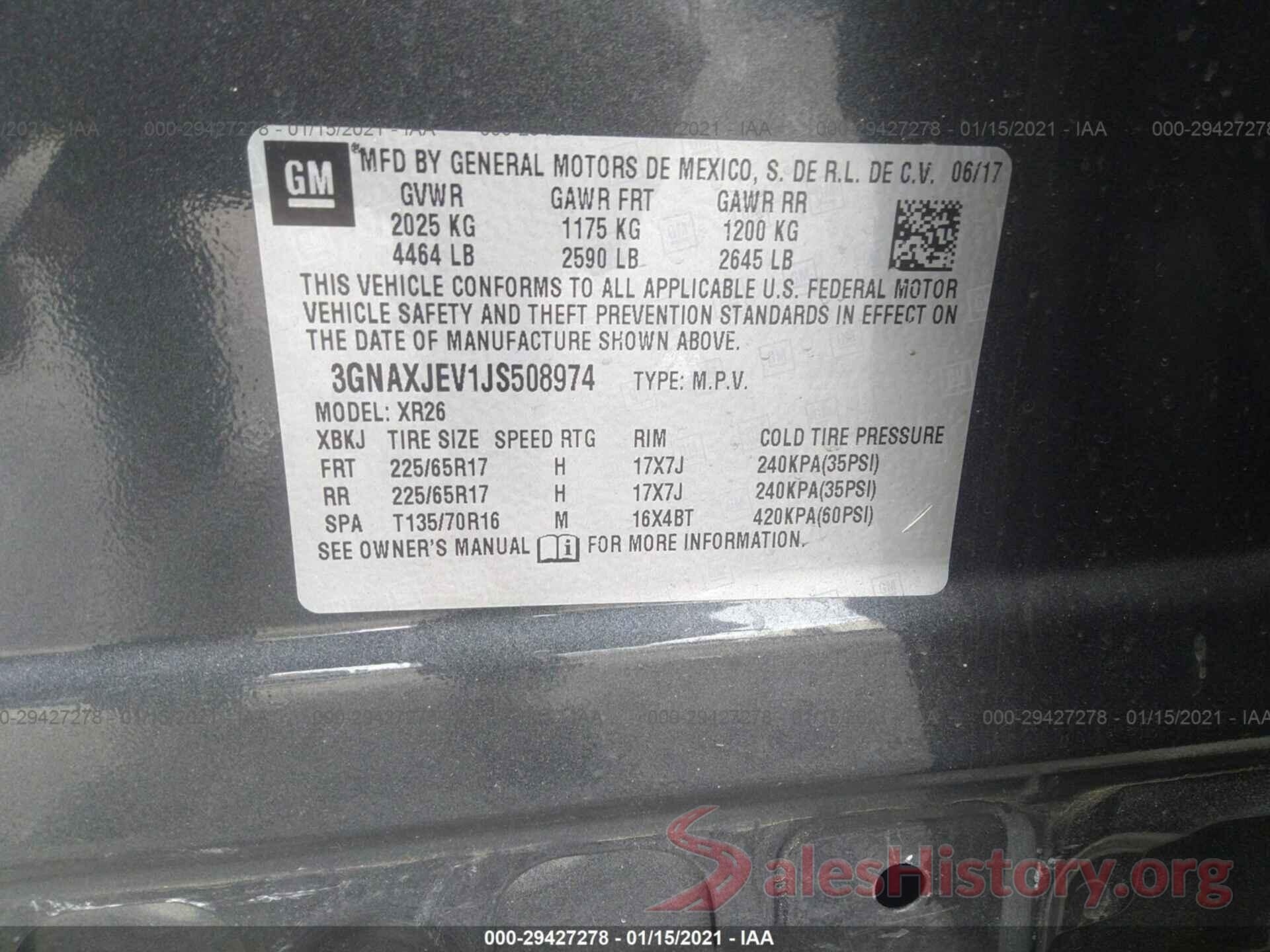 3GNAXJEV1JS508974 2018 CHEVROLET EQUINOX