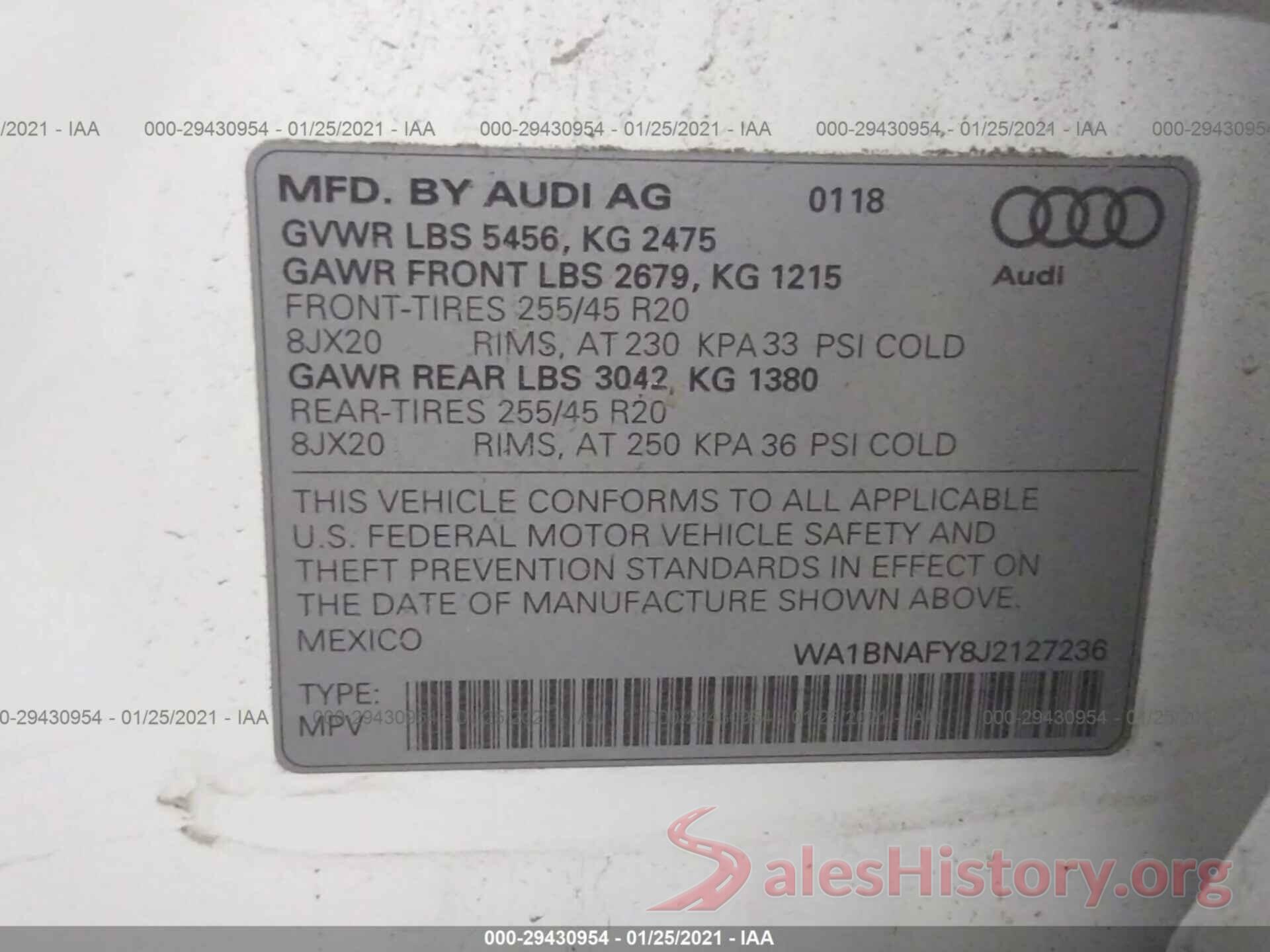 WA1BNAFY8J2127236 2018 AUDI Q5