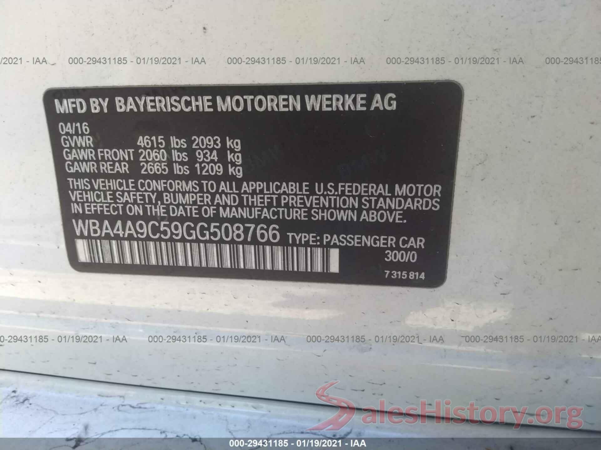 WBA4A9C59GG508766 2016 BMW 4 SERIES