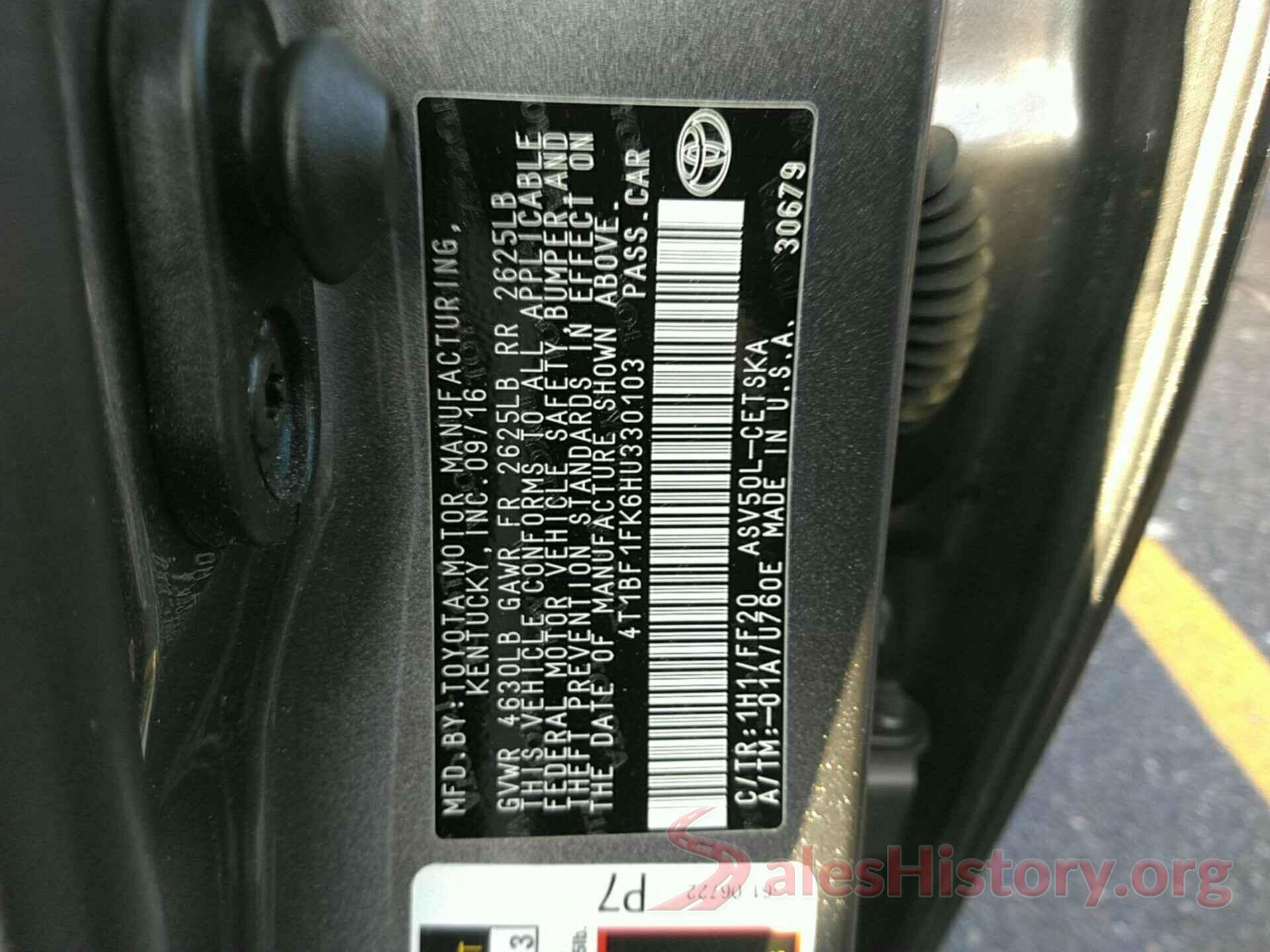 4T1BF1FK6HU330103 2017 TOYOTA CAMRY