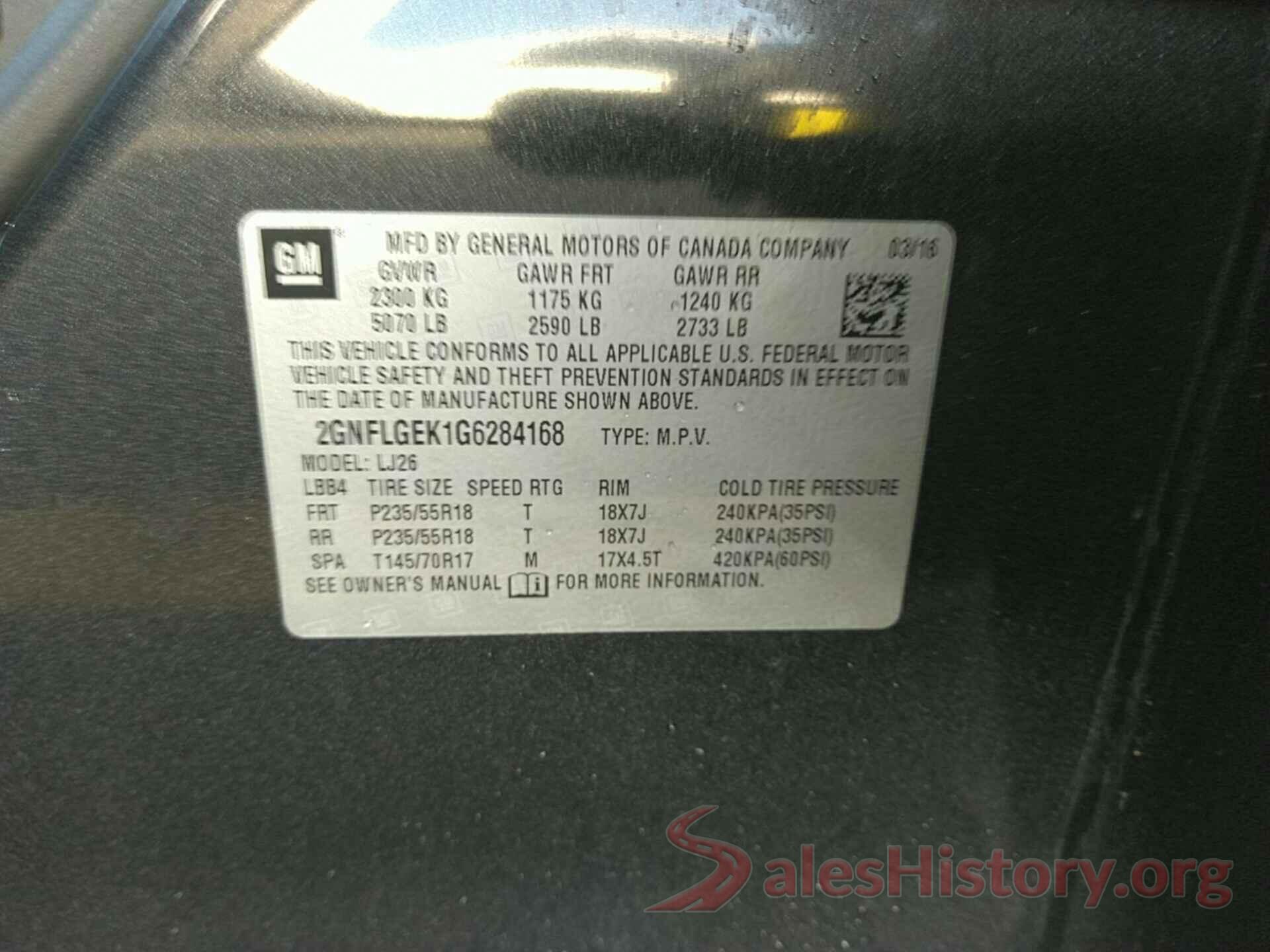 2GNFLGEK1G6284168 2016 CHEVROLET EQUINOX