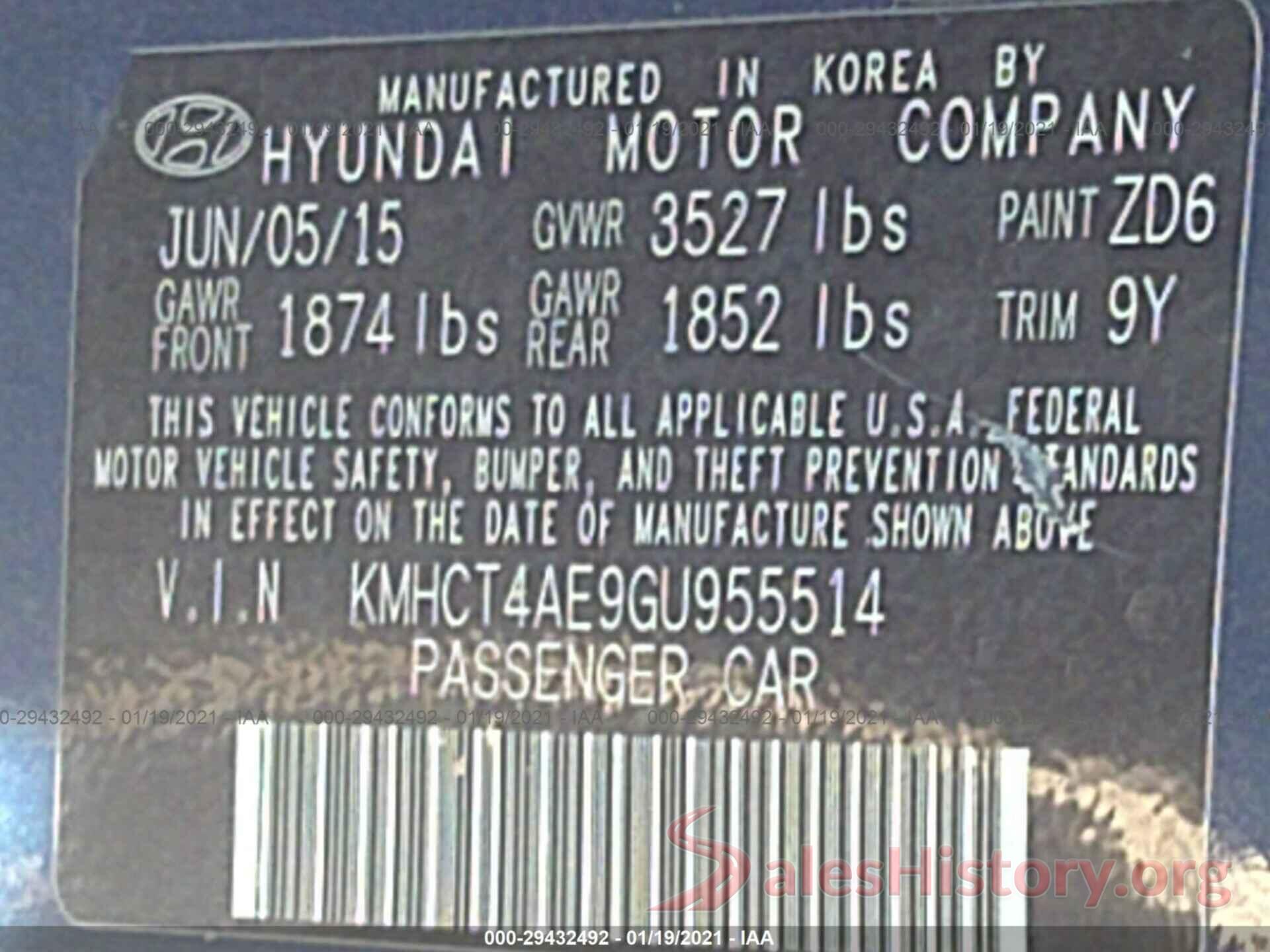 KMHCT4AE9GU955514 2016 HYUNDAI ACCENT