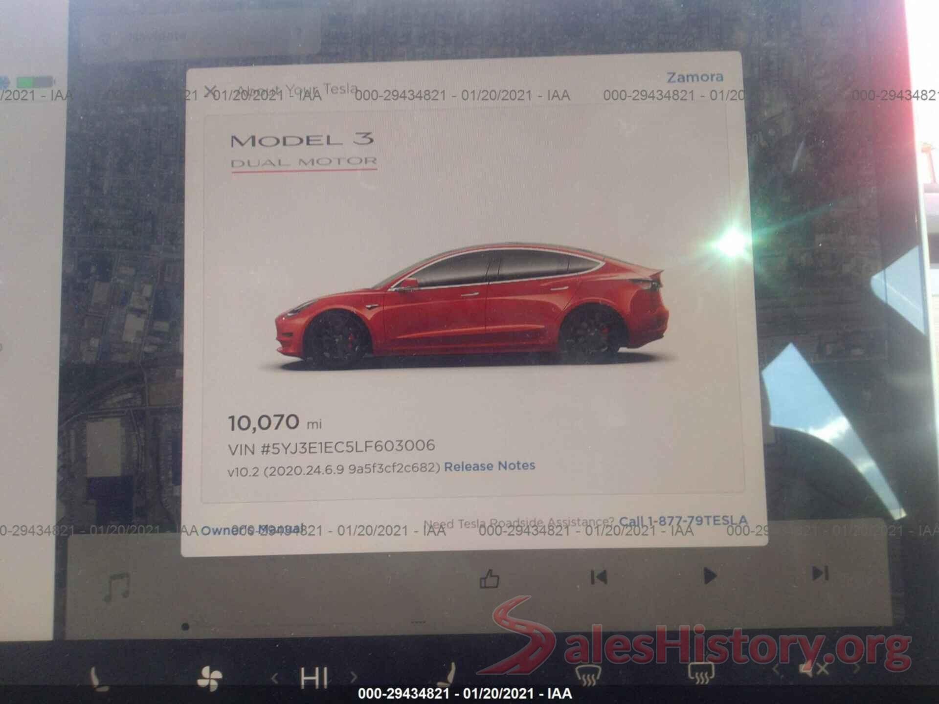 5YJ3E1EC5LF603006 2020 TESLA MODEL 3