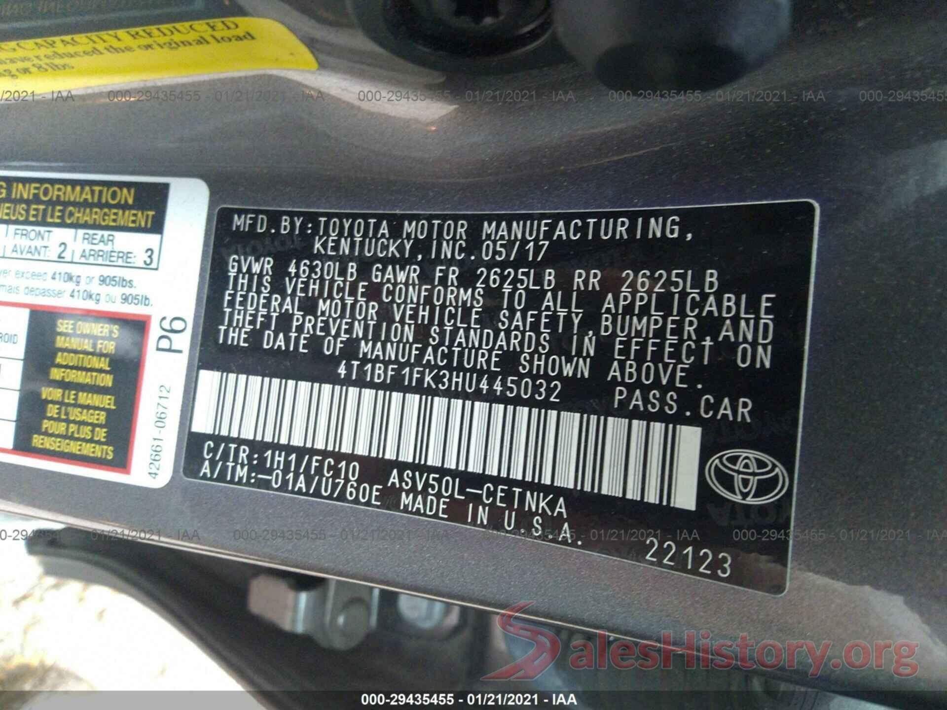 4T1BF1FK3HU445032 2017 TOYOTA CAMRY